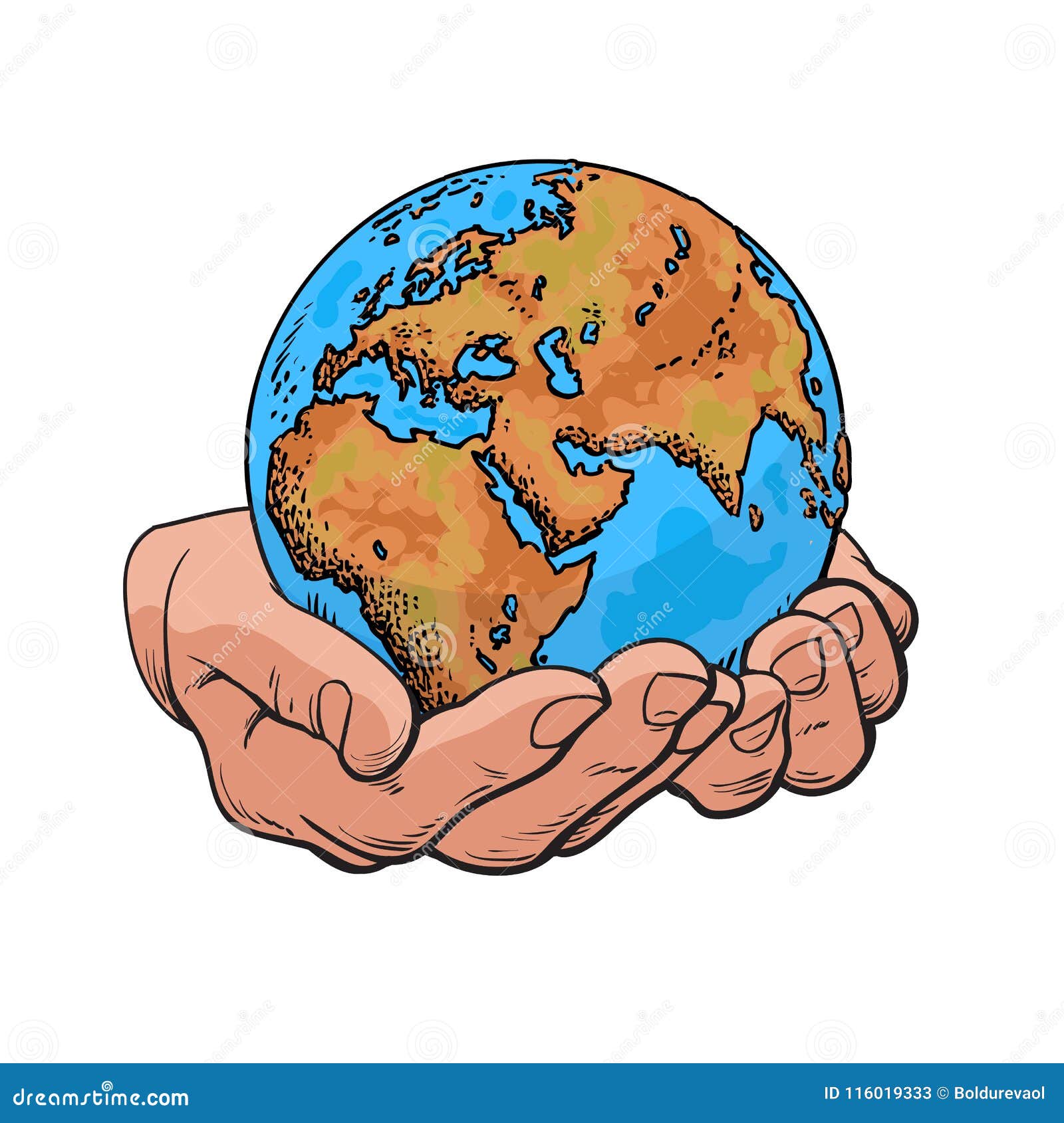 Hands holding earth doodle hi-res stock photography and images - Alamy