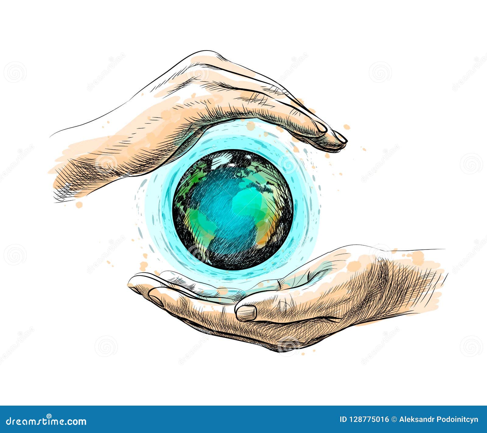 Hand holding the globe hand drawn doodle icon. Ecology care and eco  friendly concept. 2883350 Vector Art at Vecteezy