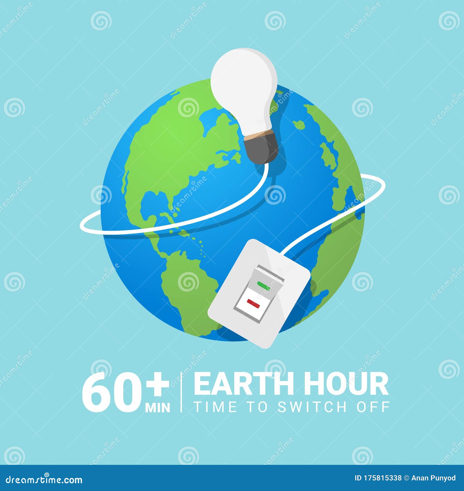 instans rør entanglement Earth Hour Day Banner with Switch Turn Off the Lights Around the Earth  Vector Design Stock Vector - Illustration of minute, natural: 175815338