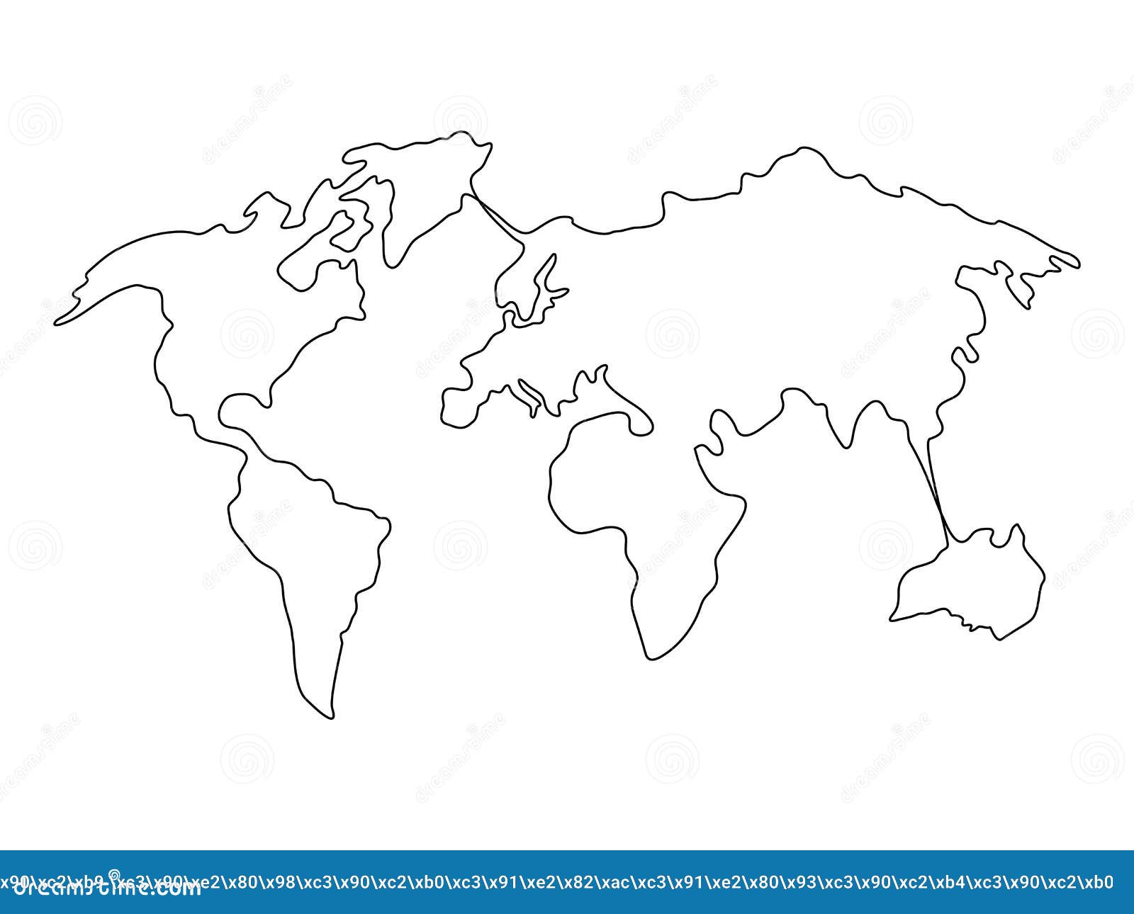 Earth Line Continuous Art Continents Stock Illustration - Illustration ...