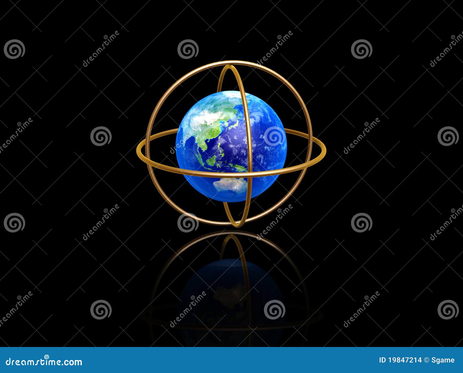 Earth with Longitude and Latitude Rings Stock Illustration(01)