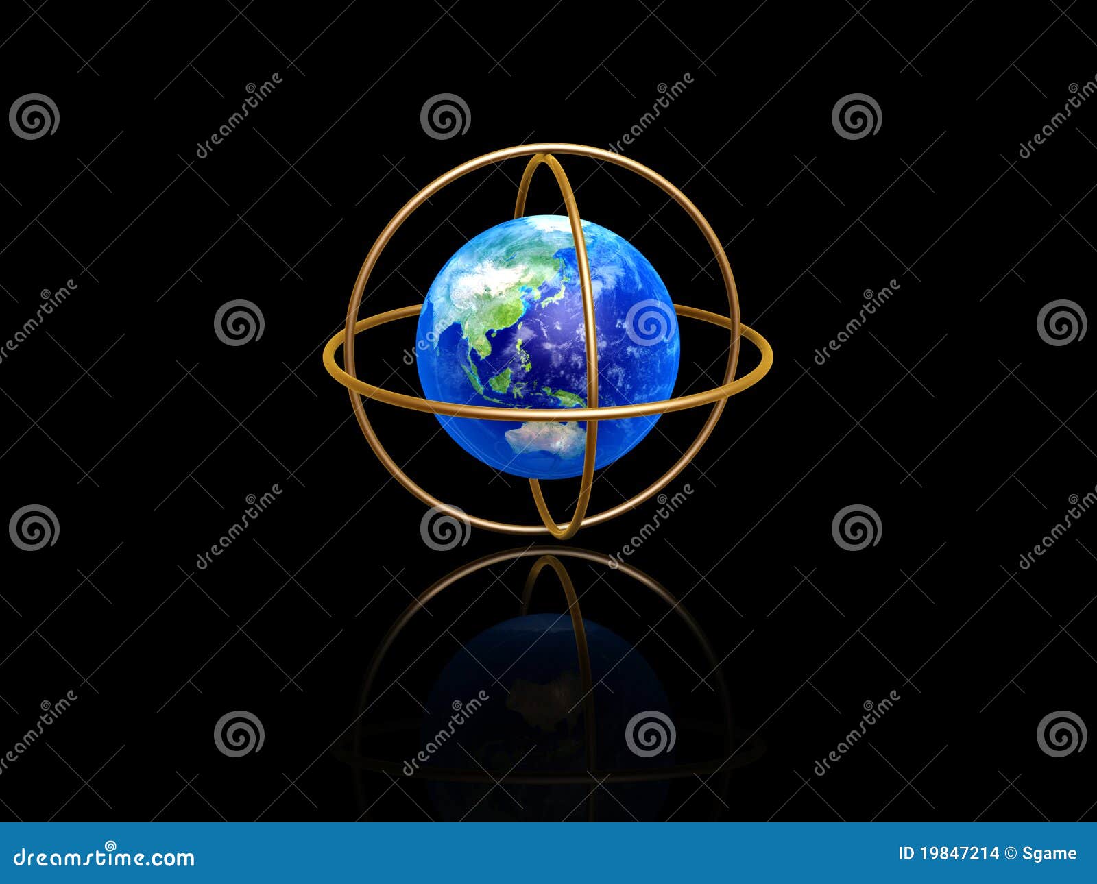 earth with longitude and latitude rings