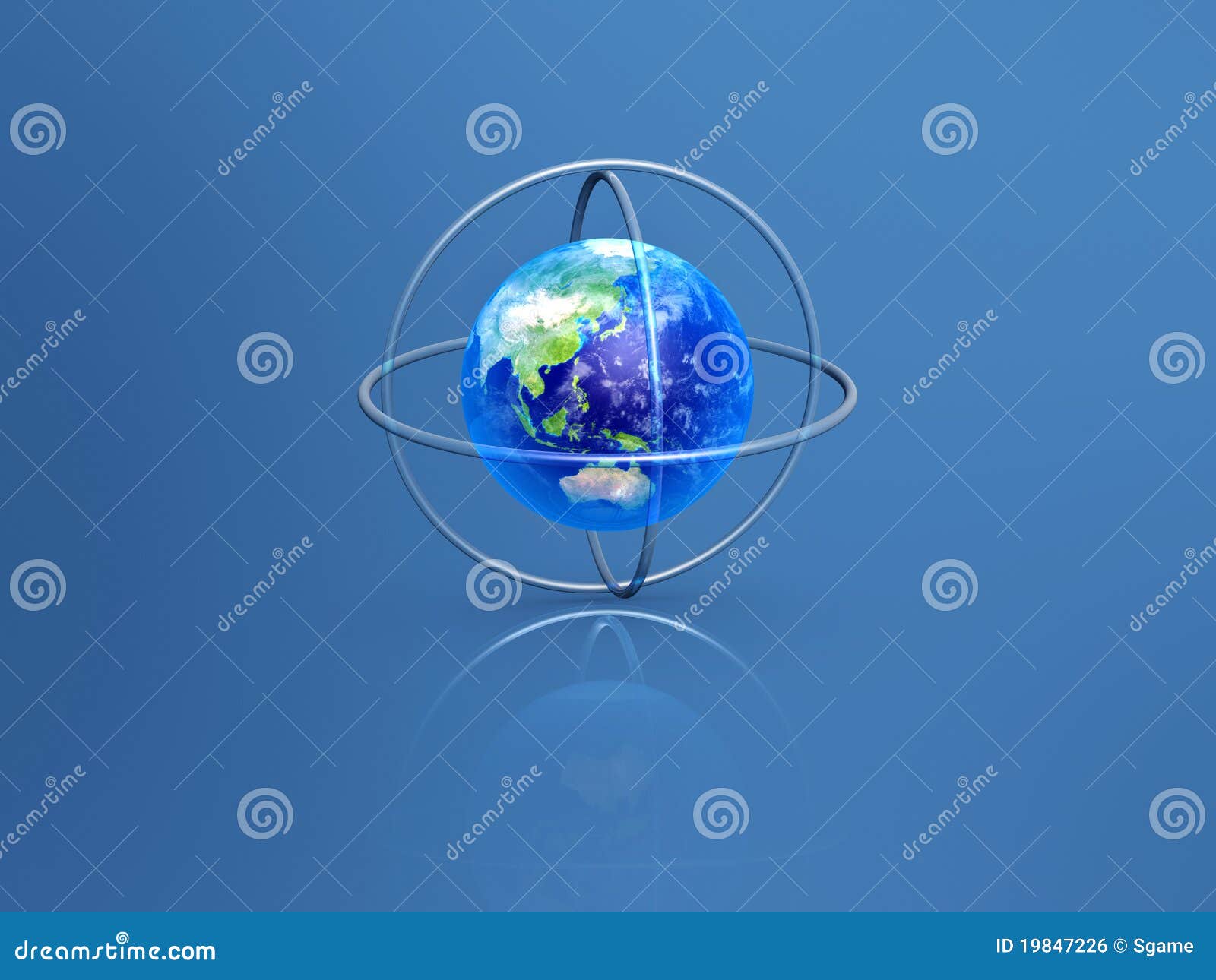 earth with longitude and latitude rings