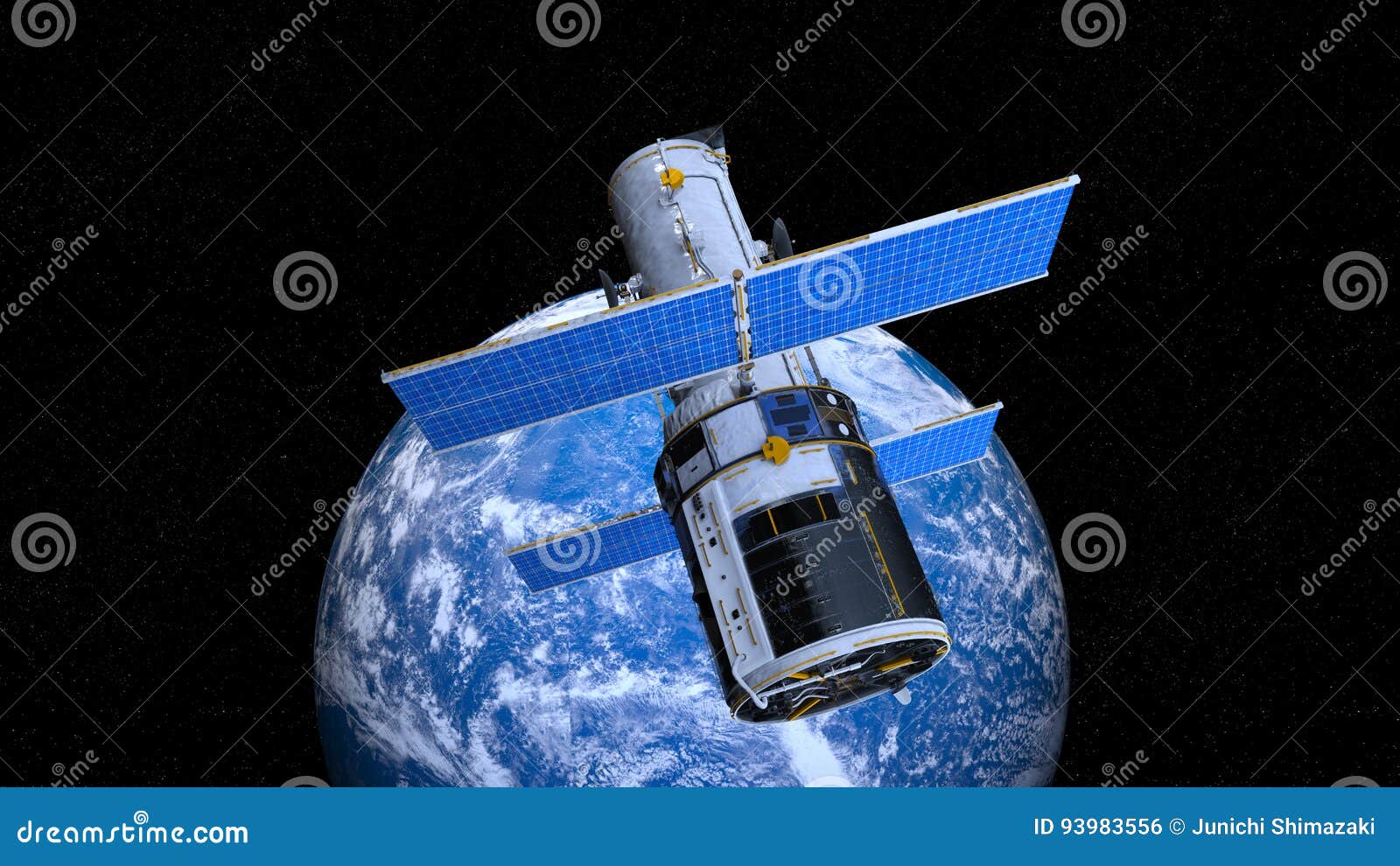 Earth and Manmade Satellite Stock Photo Image of