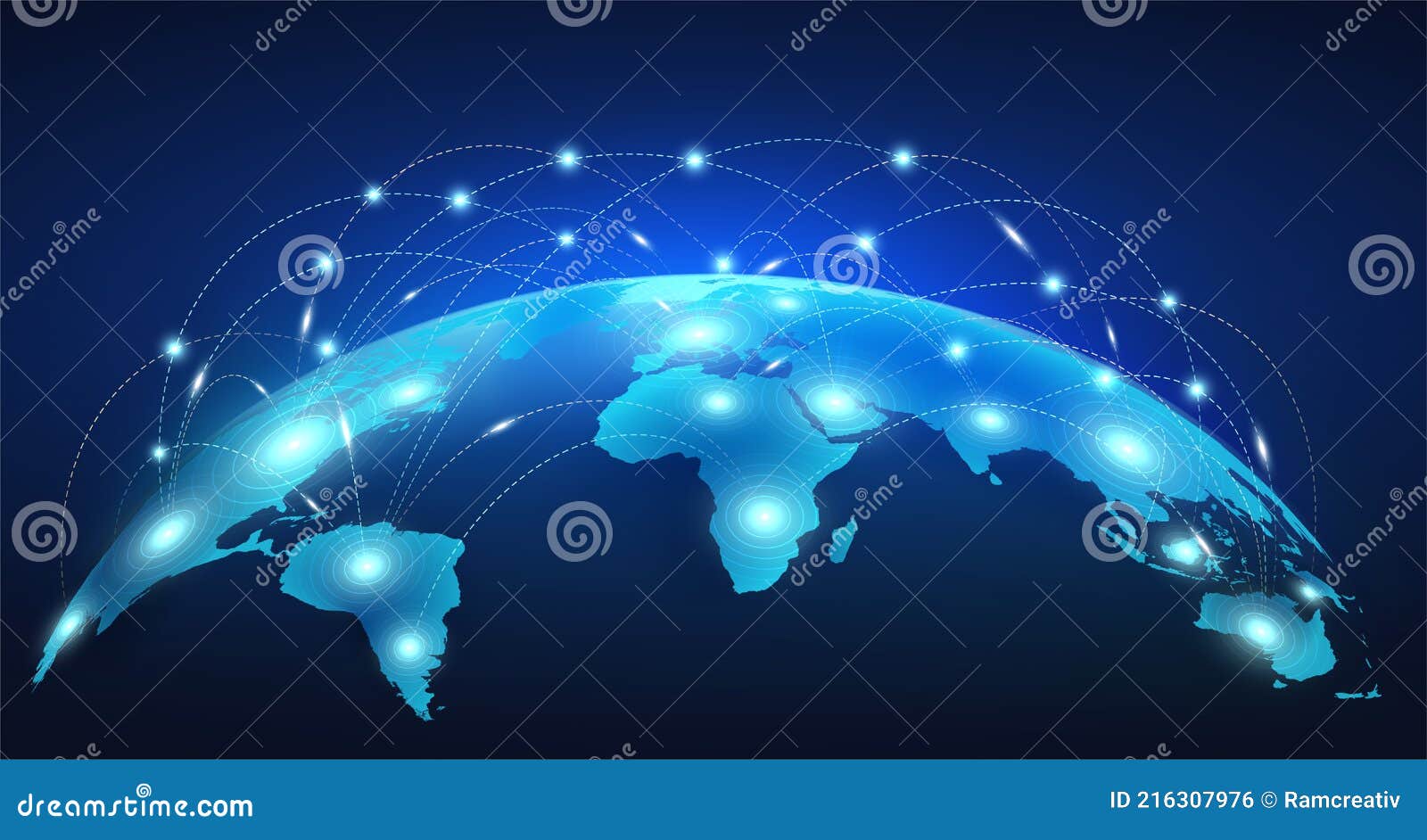 Earth Map with Connected Global Social Network Connections. Satellite