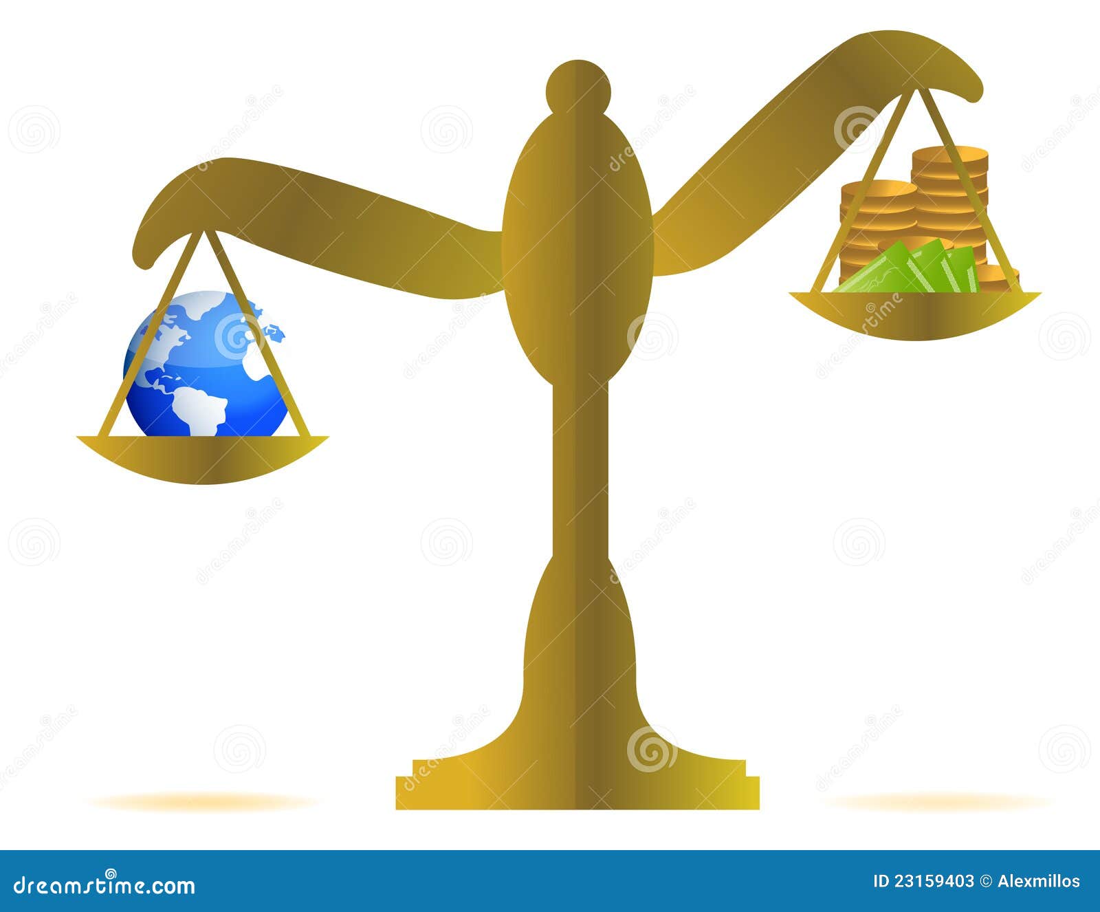 Earth and Money on a Balance Stock Vector - Illustration of