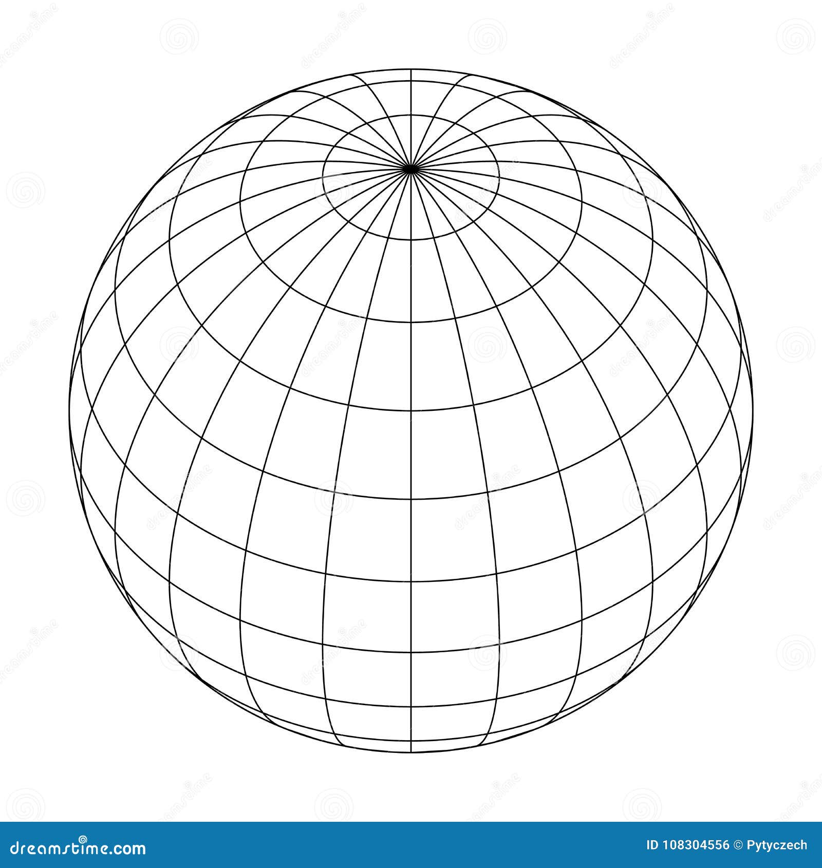 earth planet globe grid of meridians and parallels, or latitude and longitude. 3d  