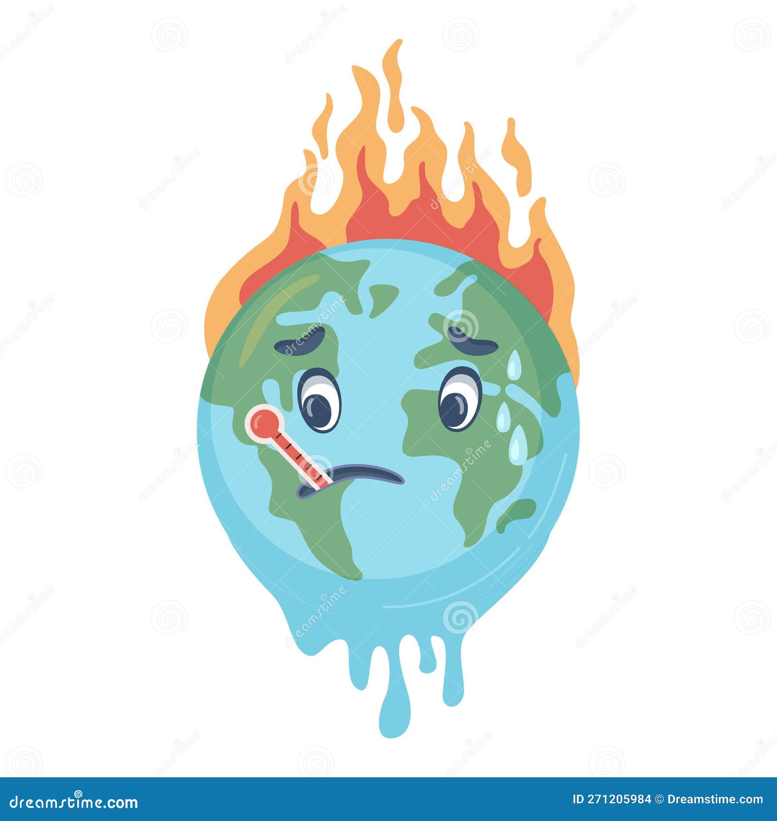 Earth Oil Pollution Concept Icon And Label. Earth Pollution By