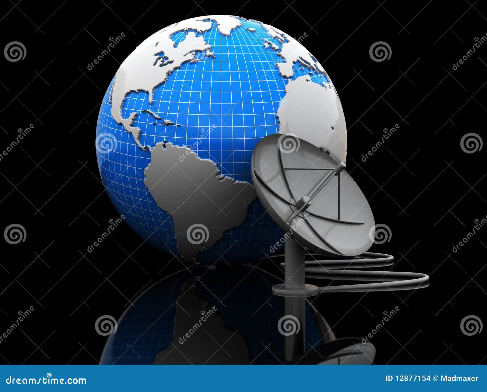 Earth with radioaerial stock illustration. Illustration of community