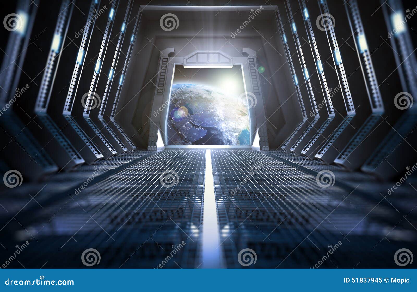 earth seen from inside a space station