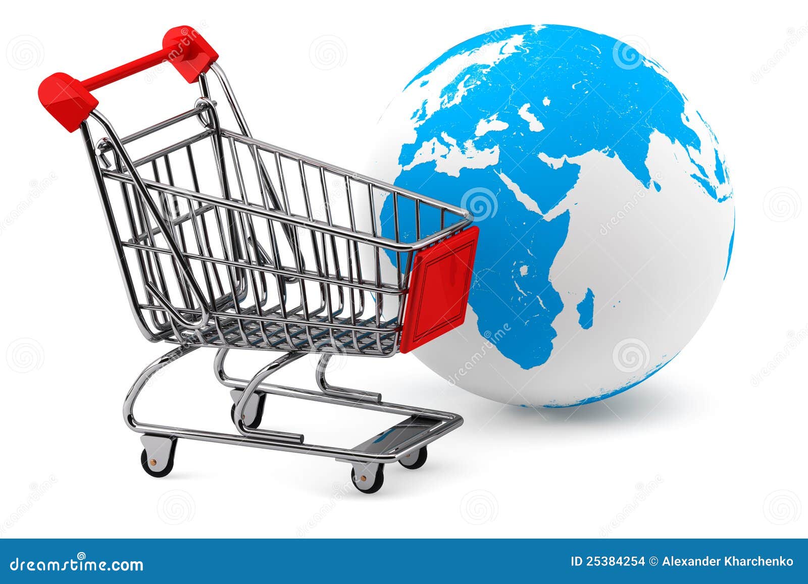 Earth with a Shopping cart stock photo. Image of blue 25384254