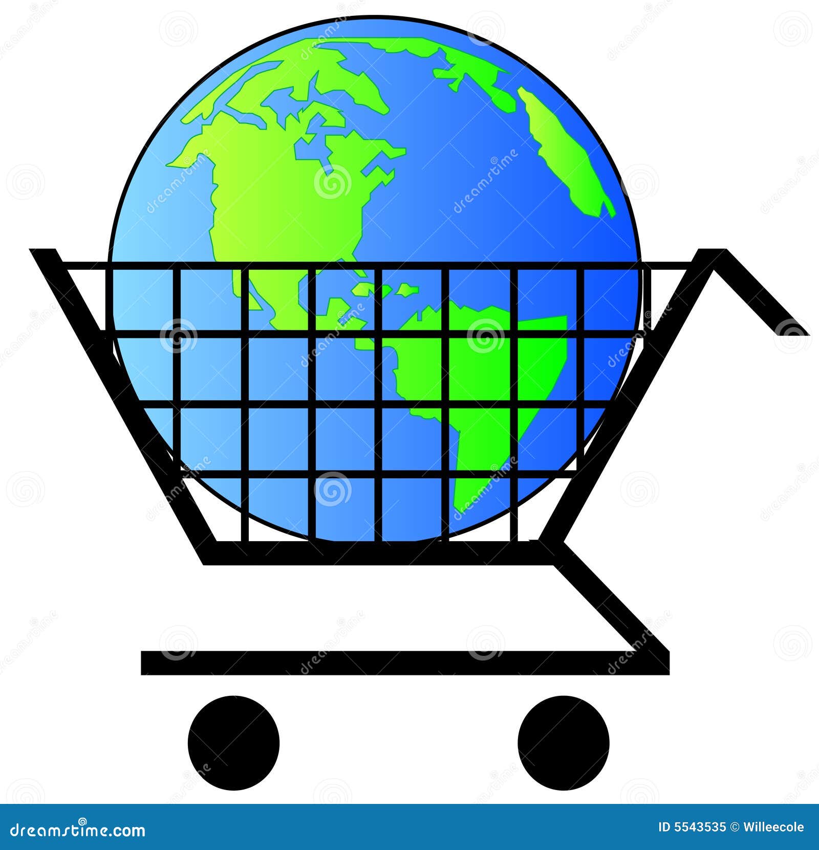 Earth in shopping cart stock vector. Illustration of computer 5543535