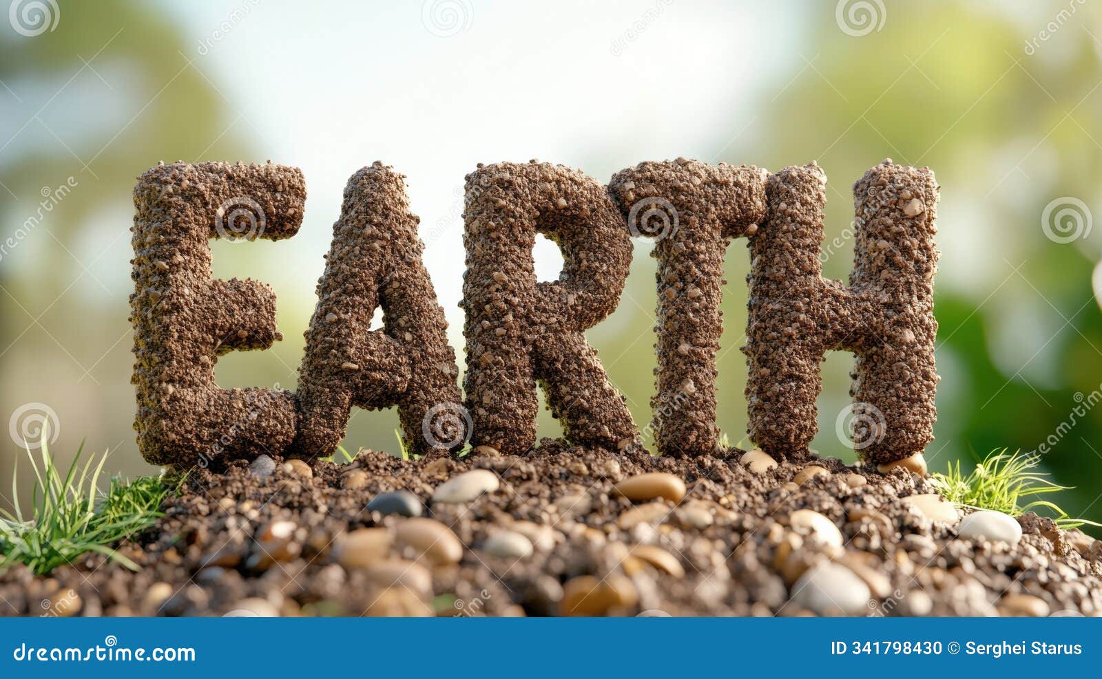 earth spelled in soil and stones izes nature and sustainability, ai
