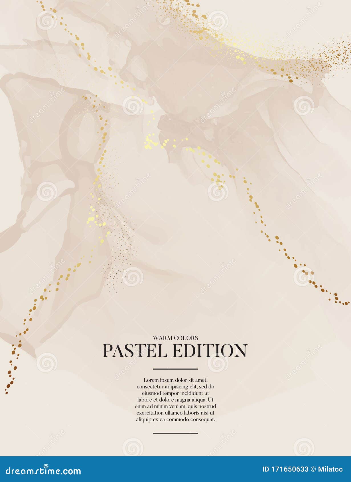 Earth Tone Pastel Beige Splatter Background with Golden Foil. Marble ...