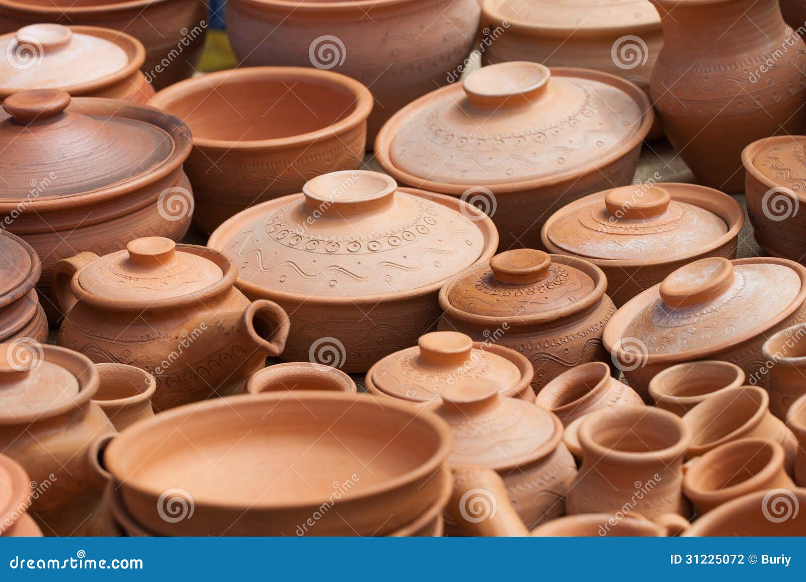 Earthen clay vases stock photo. Image of empty, clay 31225072