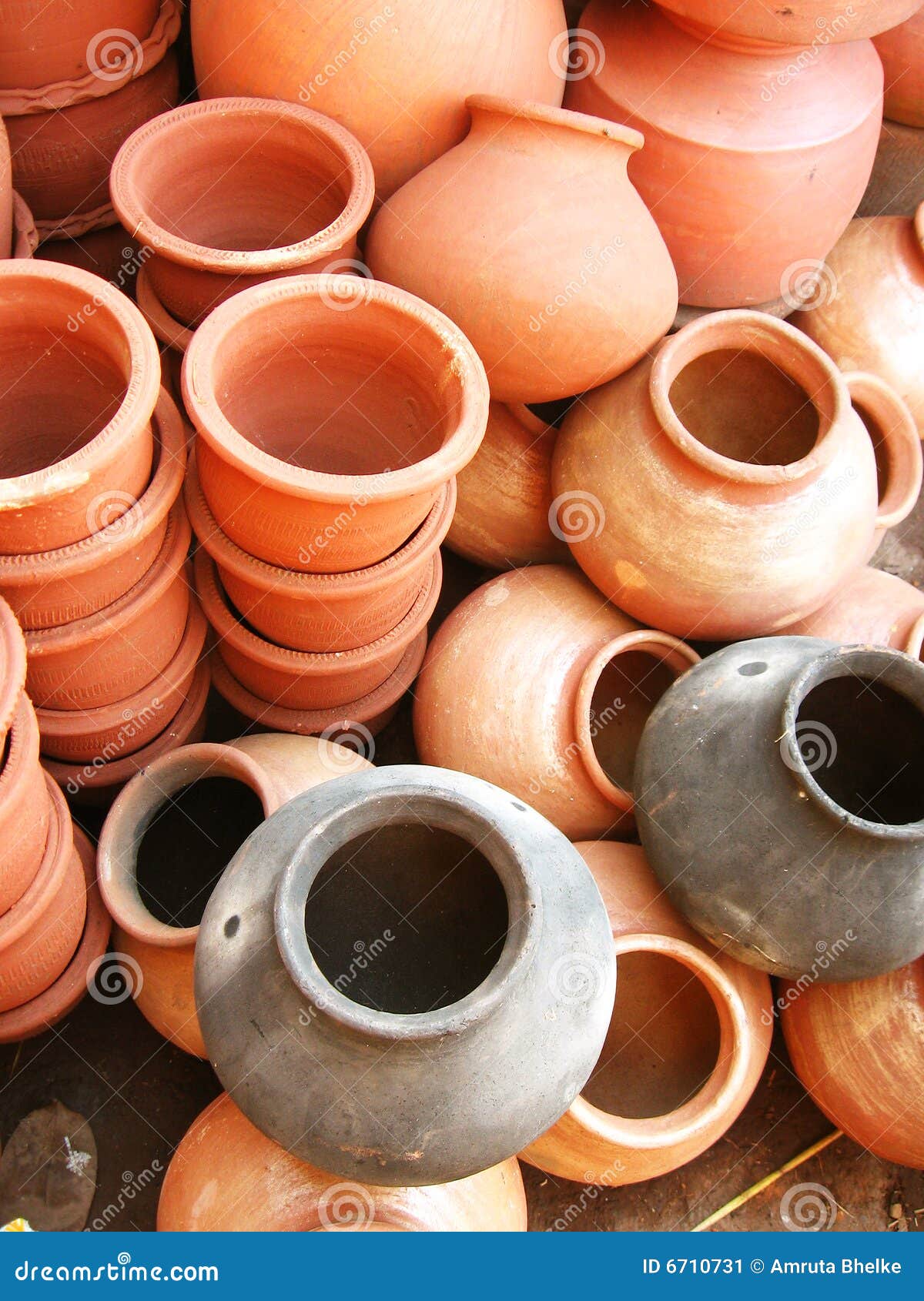 Earthen Pots stock image. Image of clay, shaded, shades 6710731