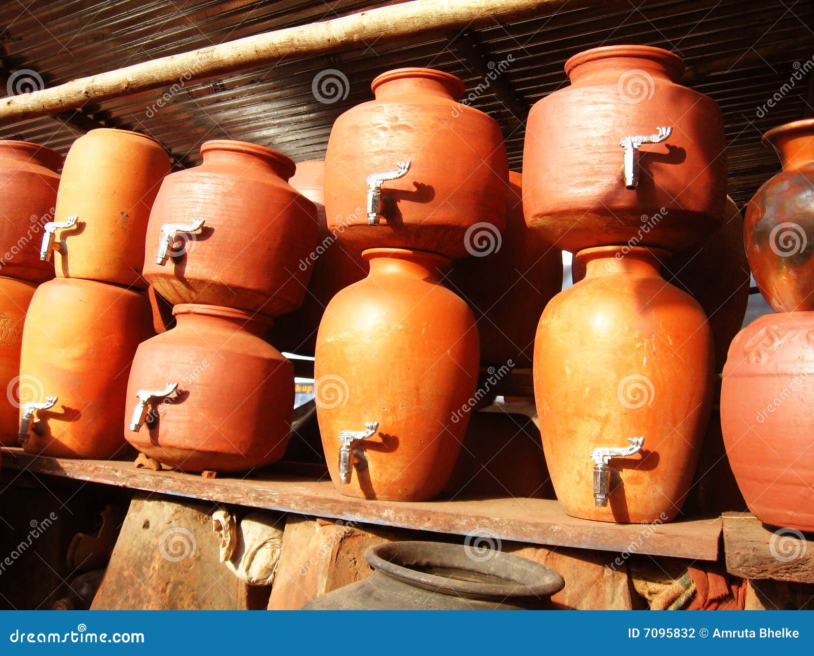 Earthen Pots stock photo. Image of store, storage, shelf 7095832