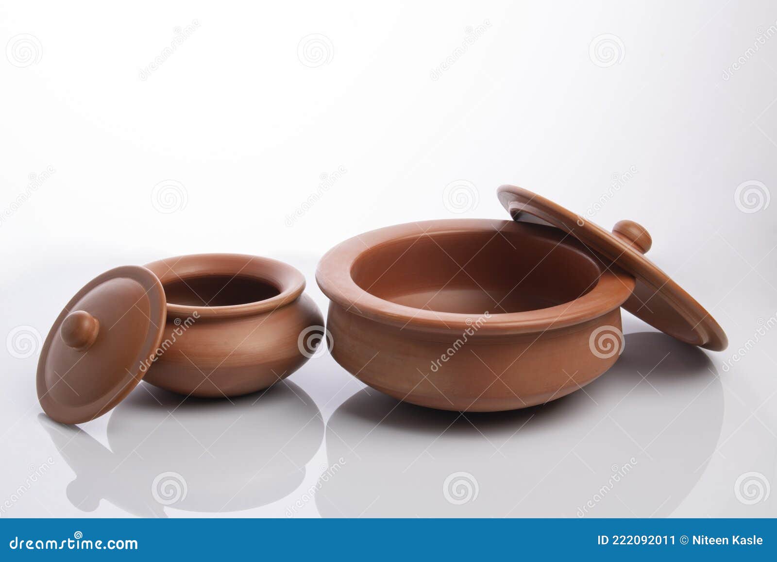 earthen pots  on white background