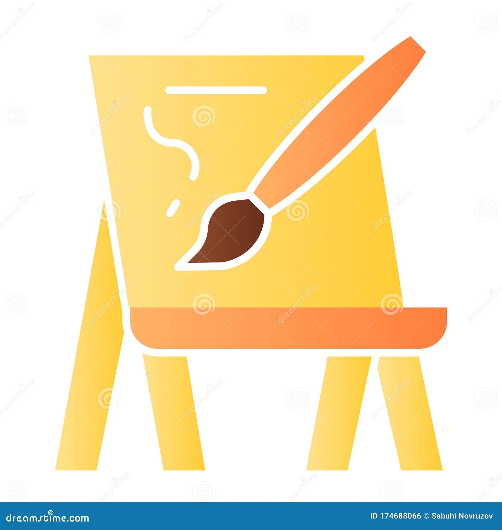 Easel Art Board, Paint pallet And Paint Brush Cartoon Vector Icon