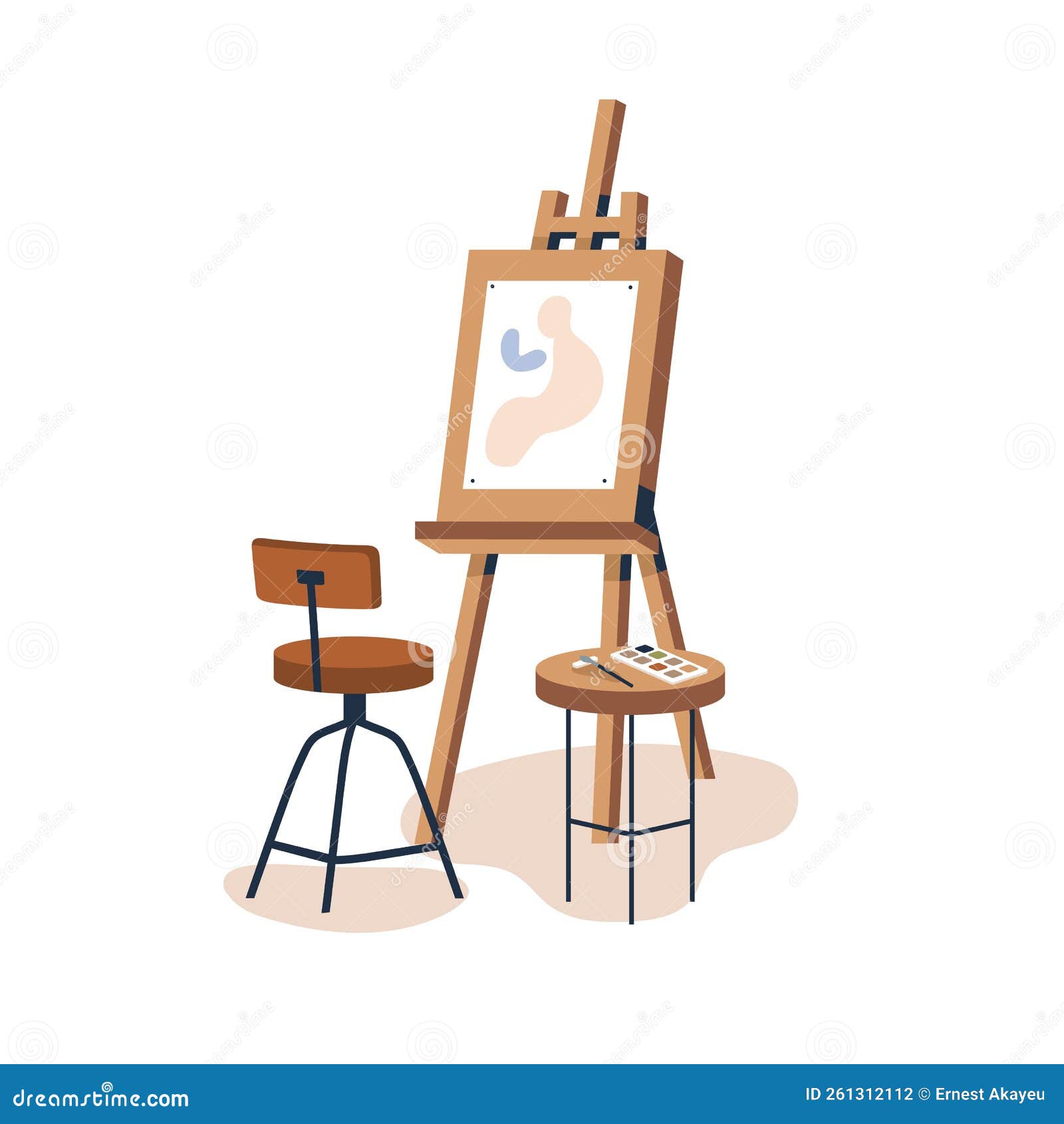 Art Easel Canvas Artist Painting Tripod Stock Illustration