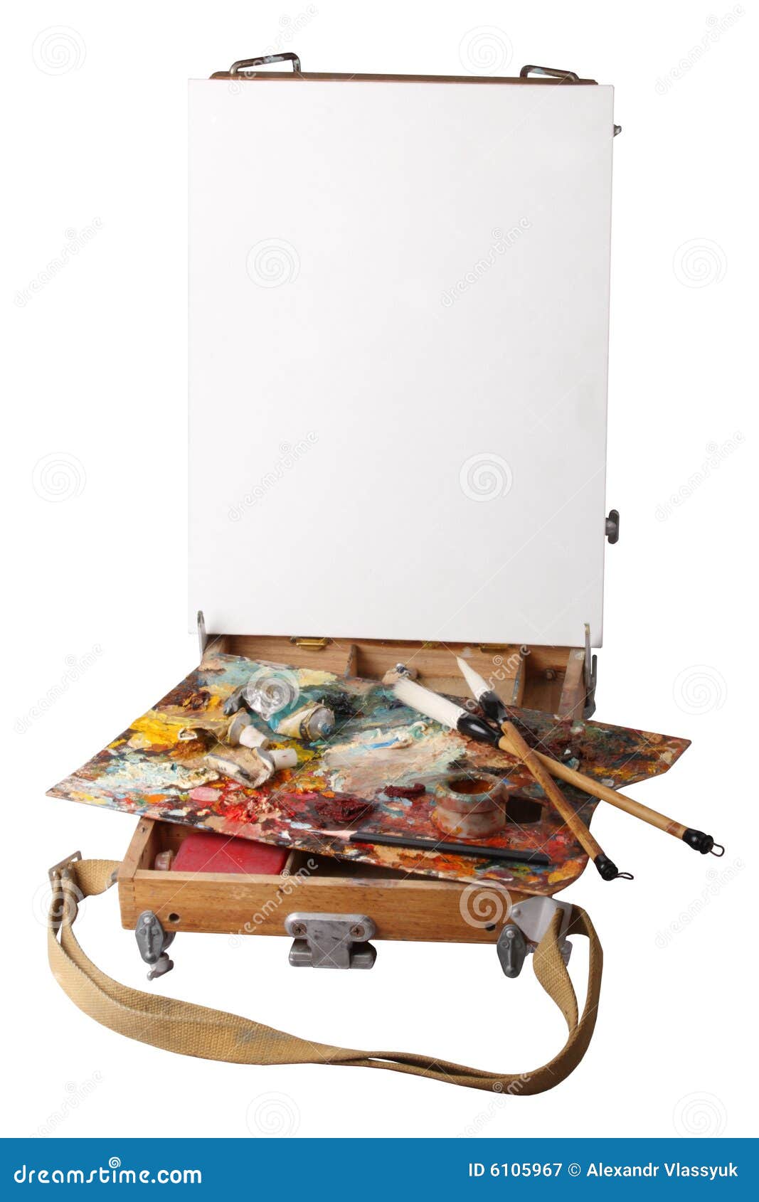 Easel and palette stock image. Image of brush, background 6105967