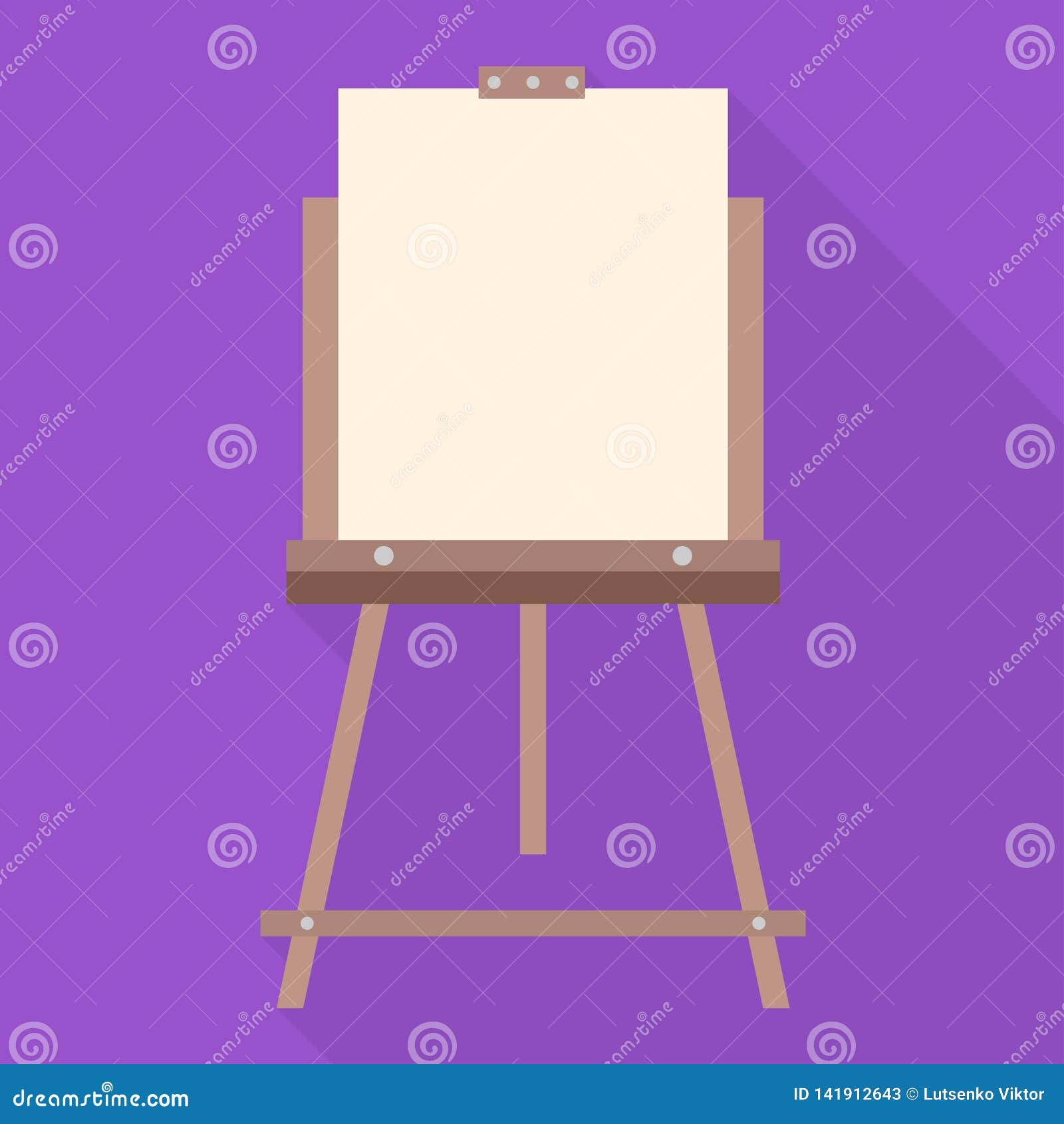 Fun Easel On Violet Background Flat Design Stock Illustration