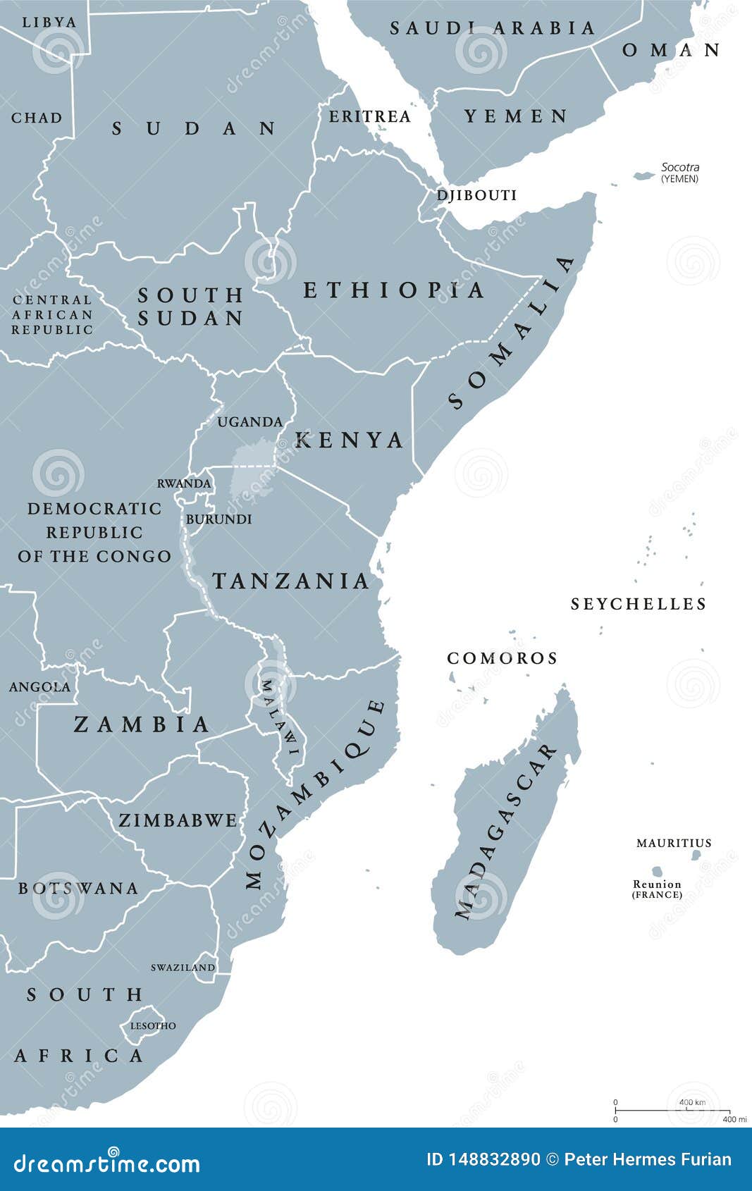 East Africa Region Map Of Countries In Eastern Africa Vector