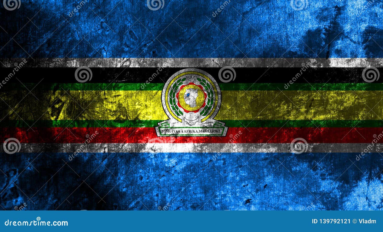 East African Community Grunge Flag, EAC Flag Stock Illustration