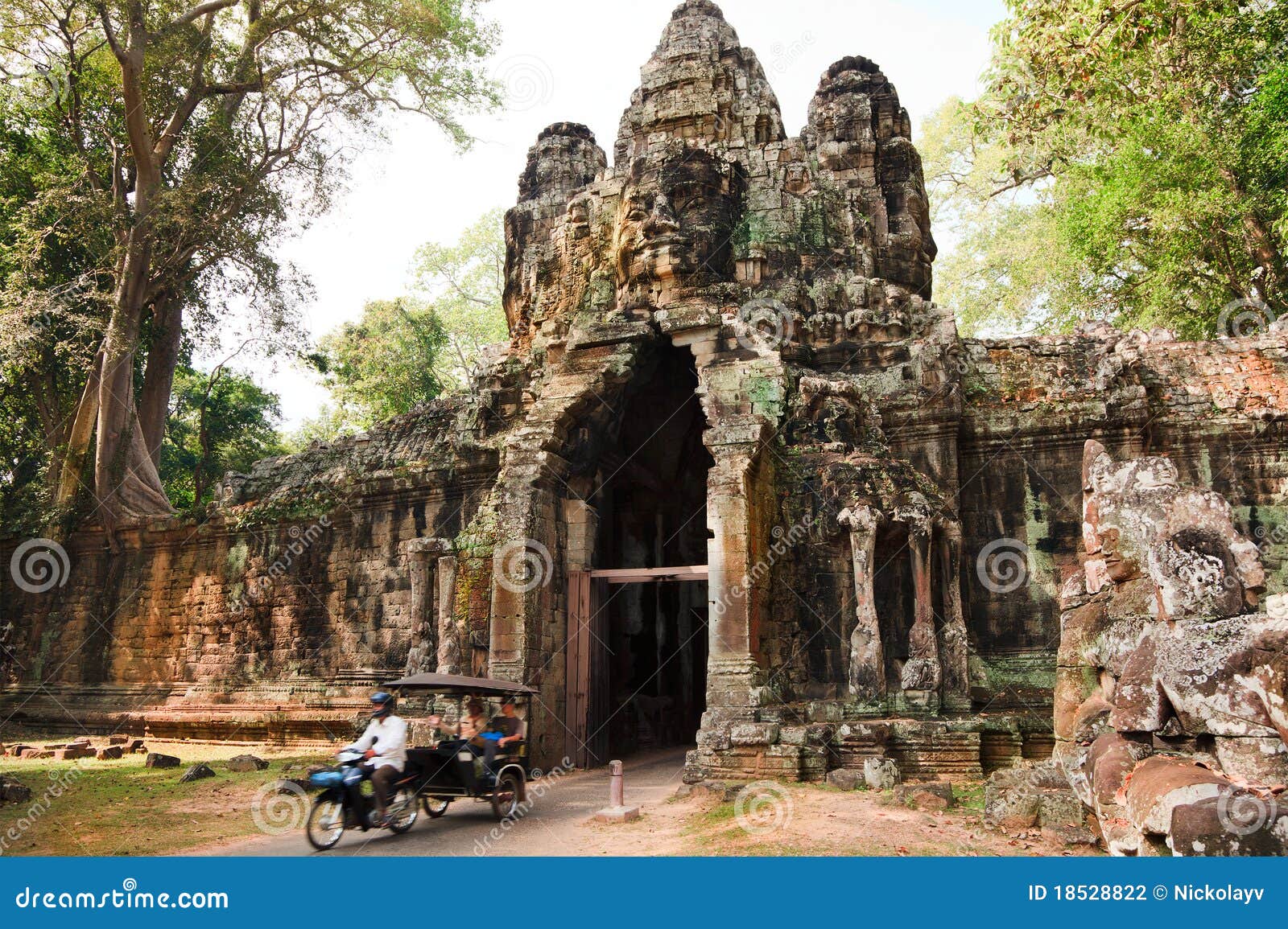 East Ancient Gate To Angkor Thom Stock Photo Image of fantasy