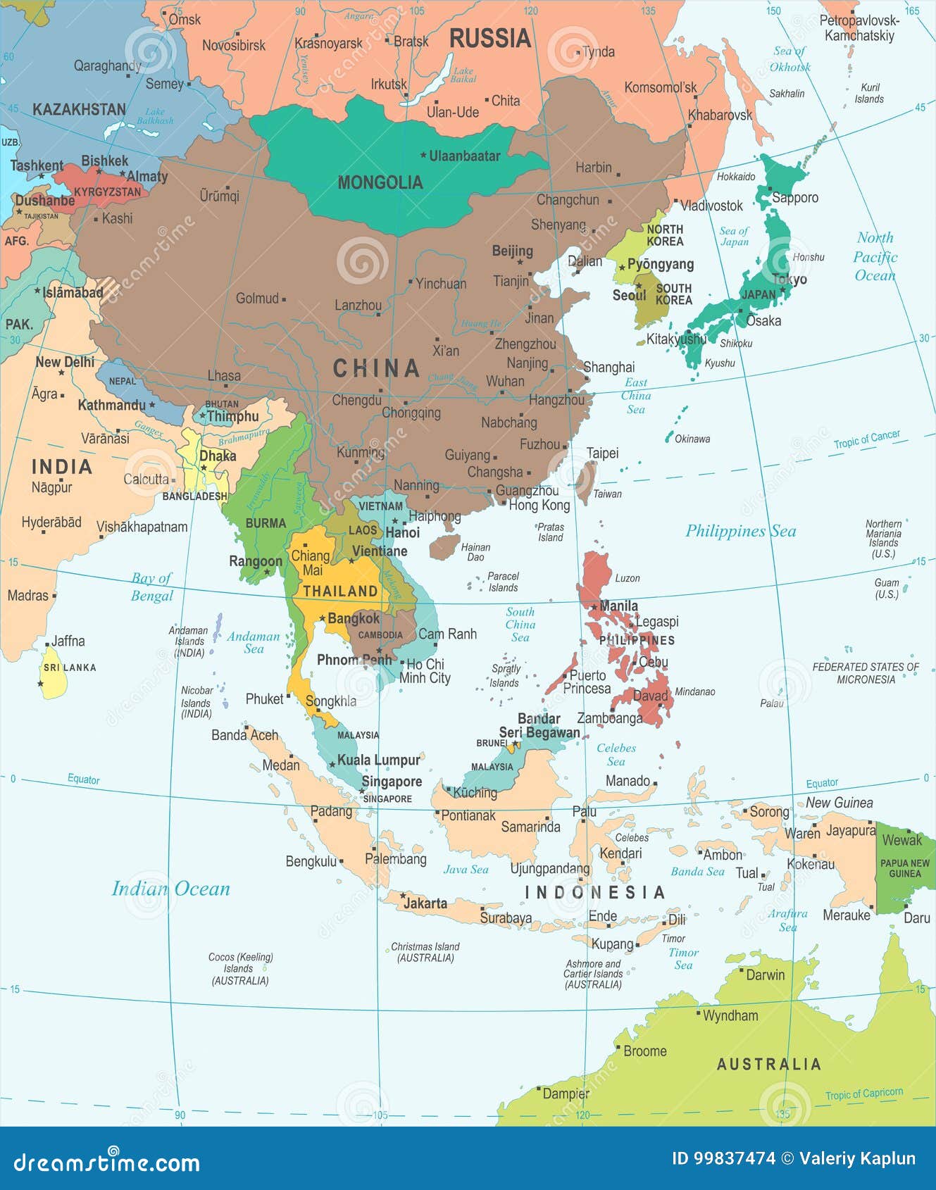 East Asia Map - Vector Illustration Stock Illustration - Illustration ...