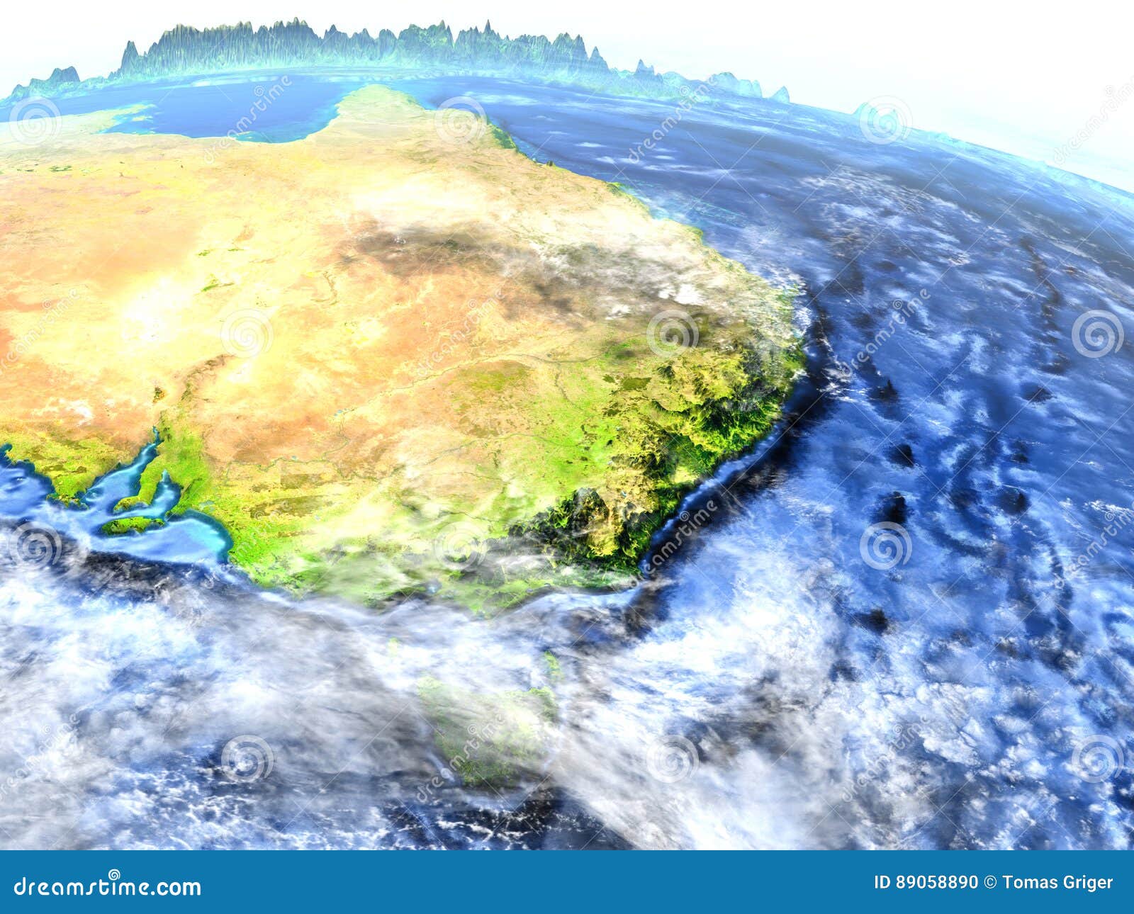 East Coast Of Australia On Earth Visible Ocean Floor Stock