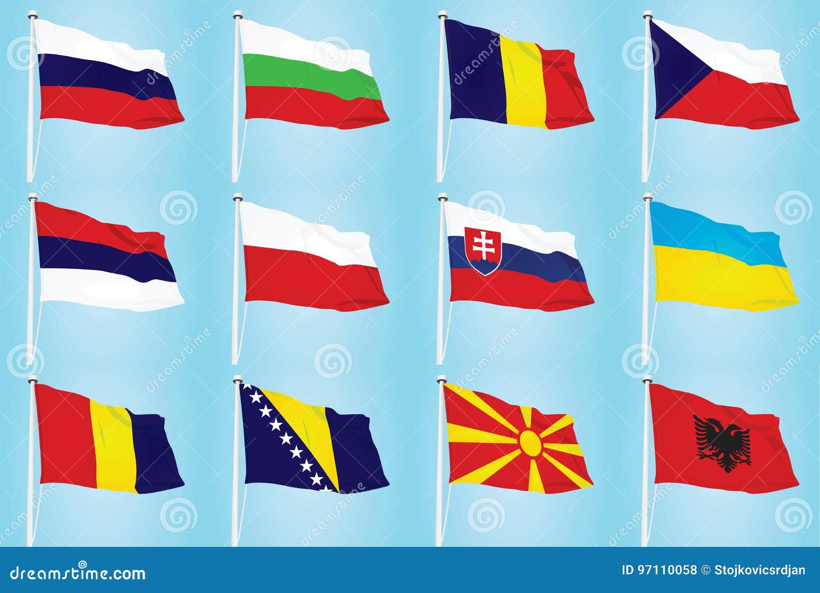 East European Countries Flags Stock Vector Illustration of clear