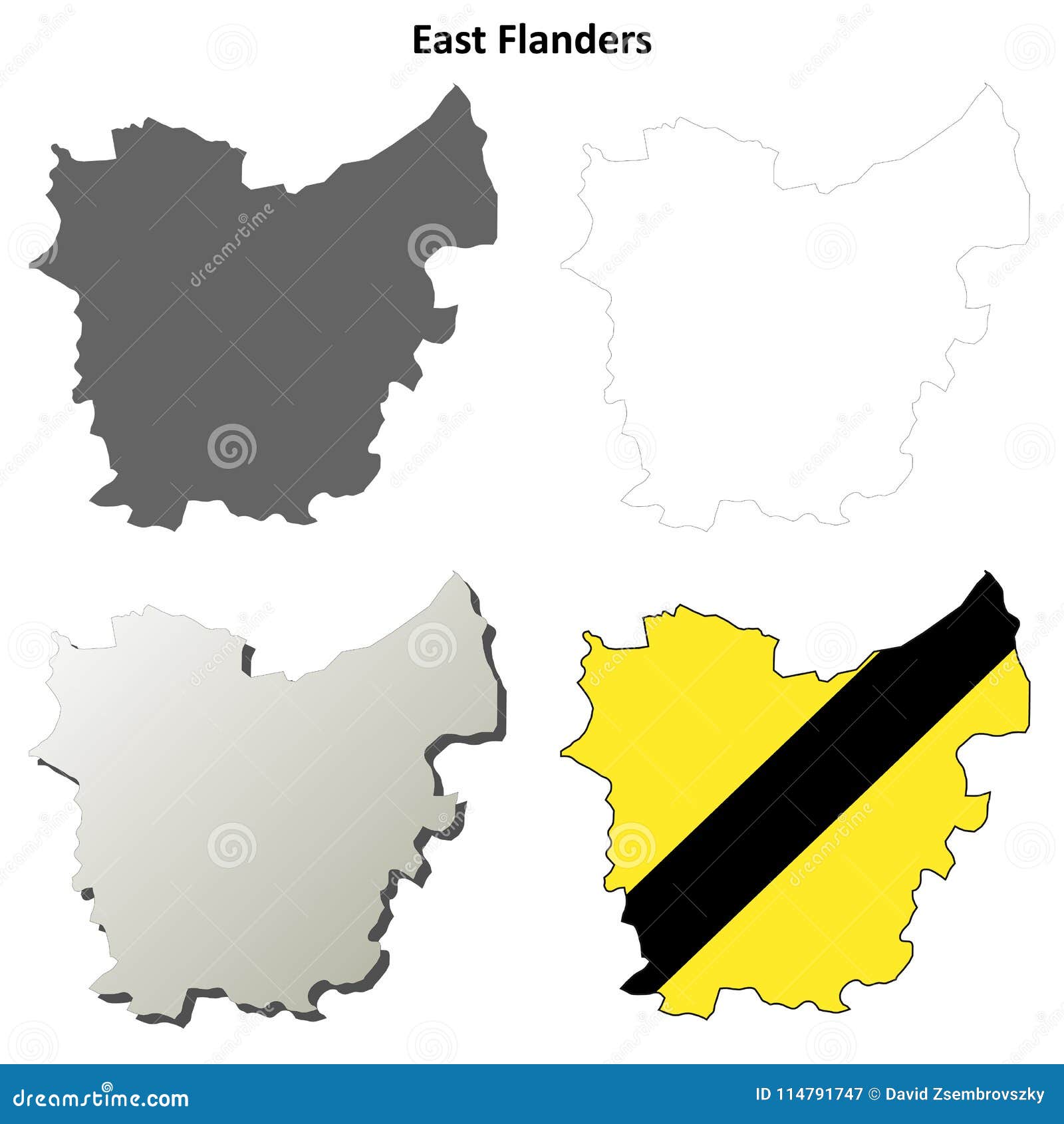east flanders outline map set - flemish version
