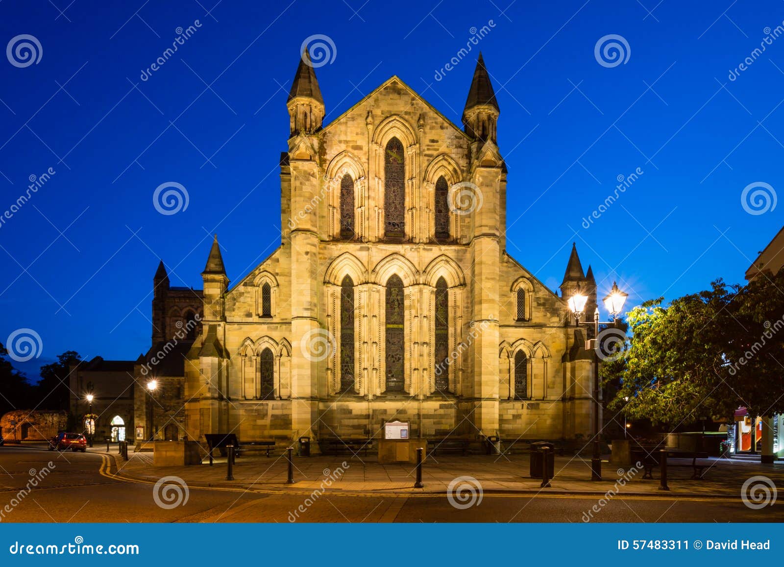 east side of hexham abbey at night