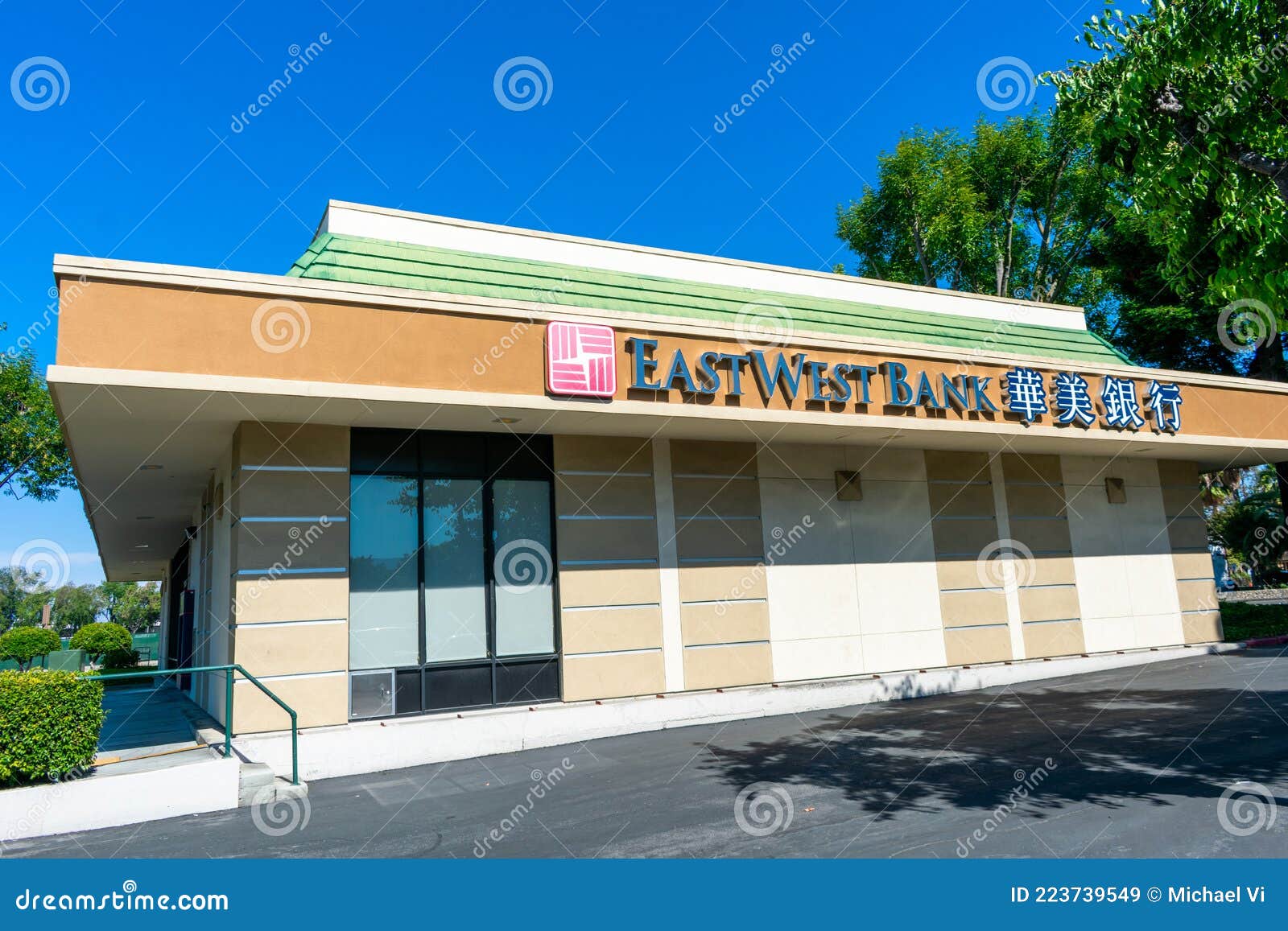 East West Bank Logo, Sign on the Bank Branch. Editorial Stock Image