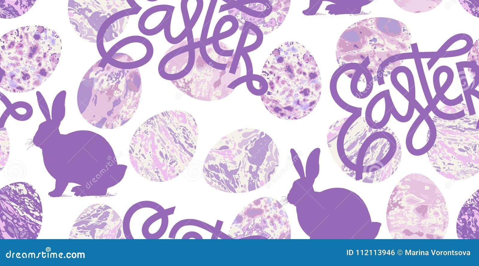 Easte Seamless Pattern With Silhouette Of The Easter Bunny Stock