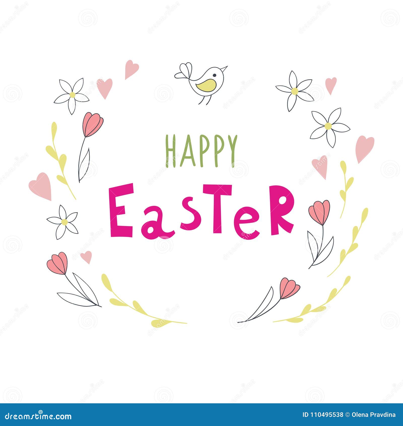 Easter Background with Handwriting Inscription Happy Easter. Stock ...