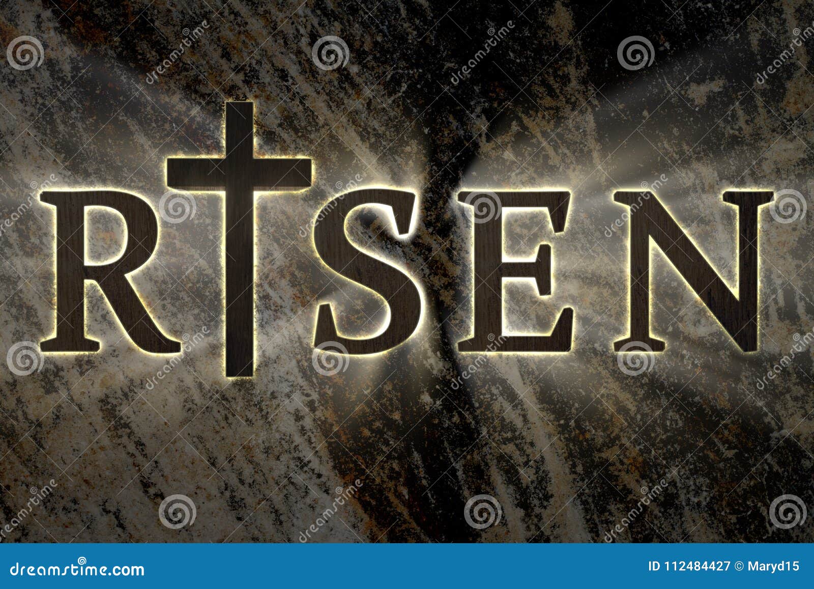 Easter Background with Wooden Jesus Christ Cross and Risen Text ...