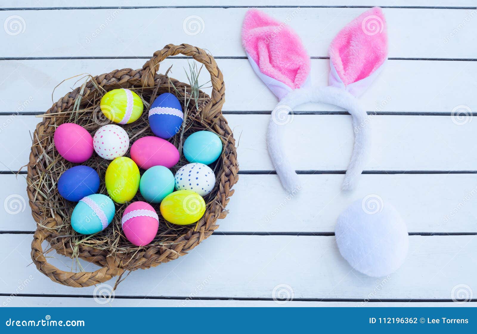 Easter Basket and Bunny Ears Stock Photo Image of gift, green 112196362