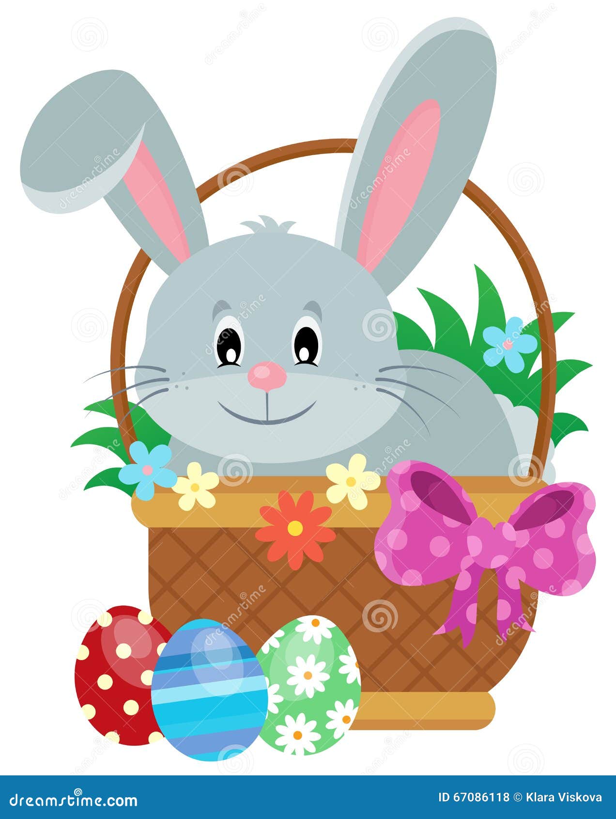 Easter Basket with Bunny Theme 1 Stock Vector Illustration of