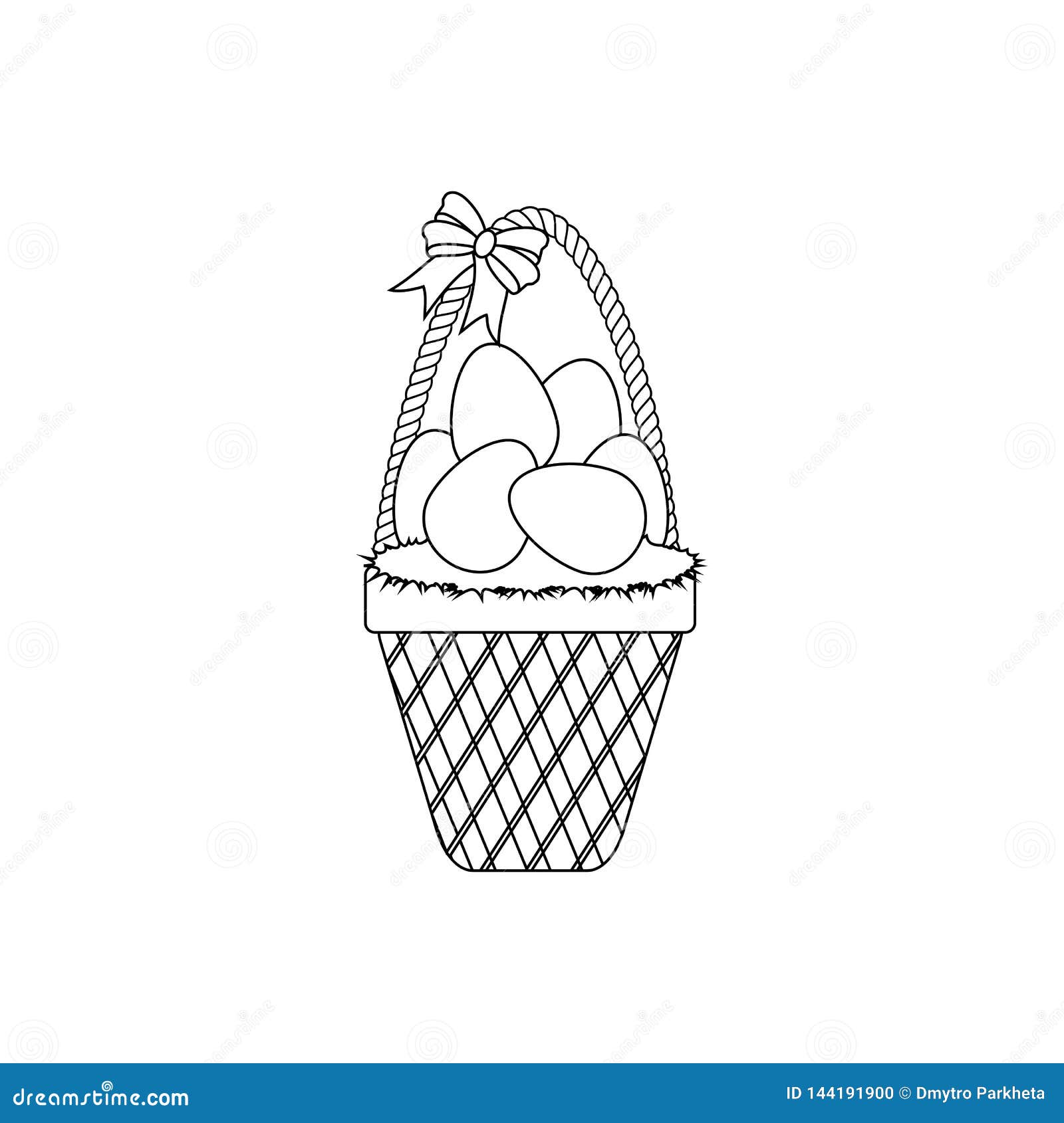Easter Basket with Eggs Outline Stock Vector Illustration of animal