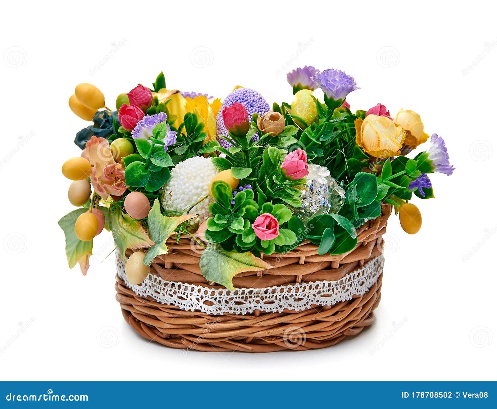 Easter Basket from a Flower Arrangement Stock Photo Image of bast