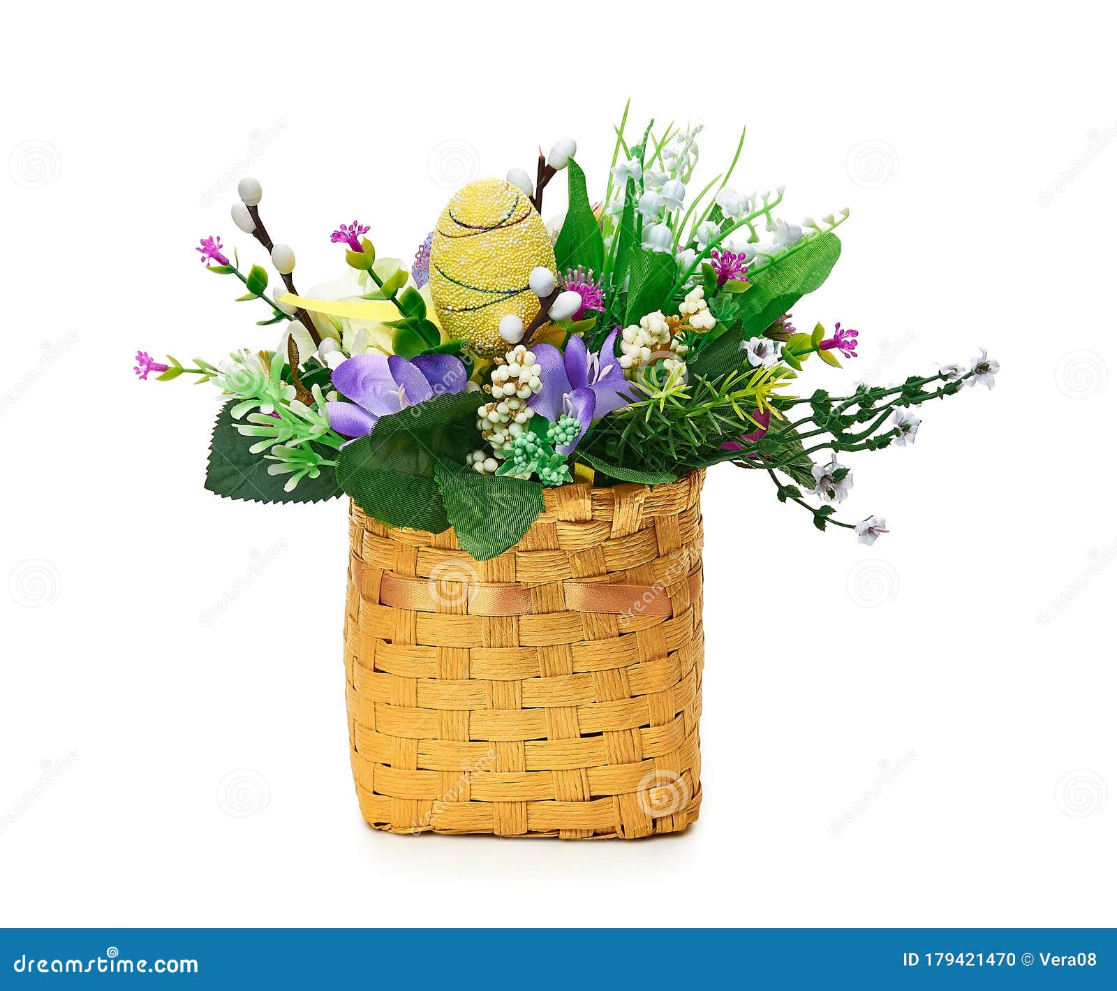 Easter Basket from a Flower Arrangement Stock Photo Image of
