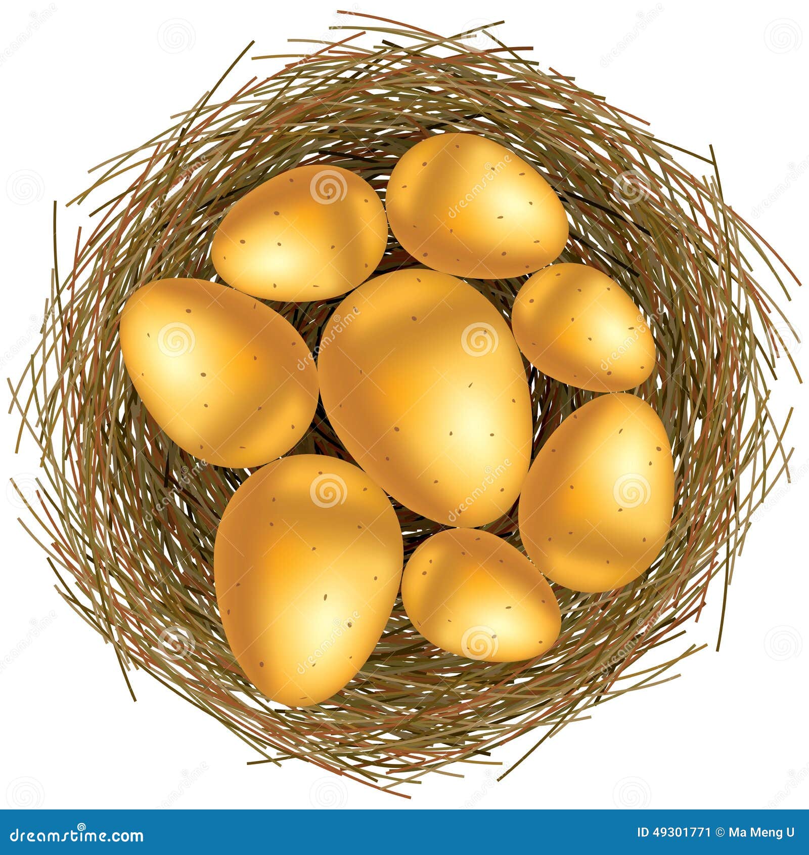 Easter Basket with Golden Eggs Stock Vector Illustration of gold