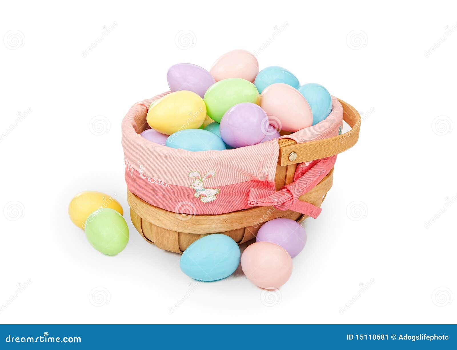 Easter Basket with Pastel Colored Plastic Eggs Stock Image Image of