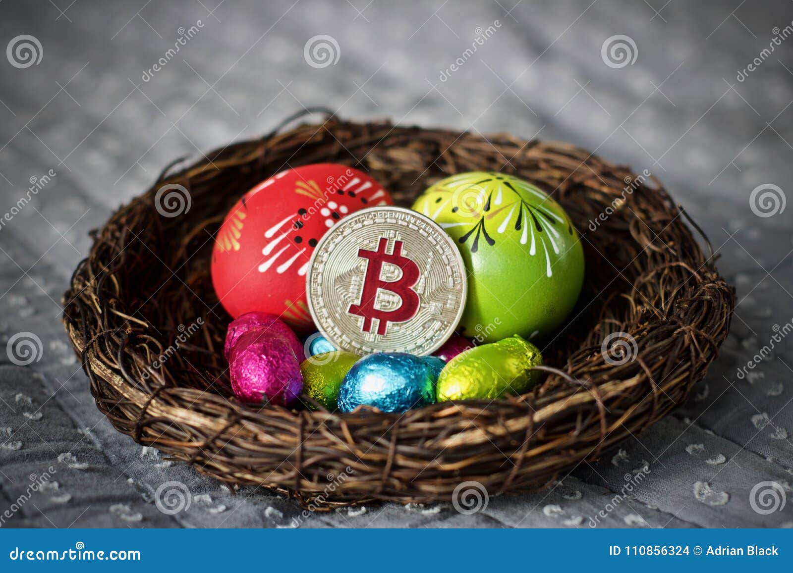 Easter Bitcoin coin stock photo. Image of object, safety - 110856324