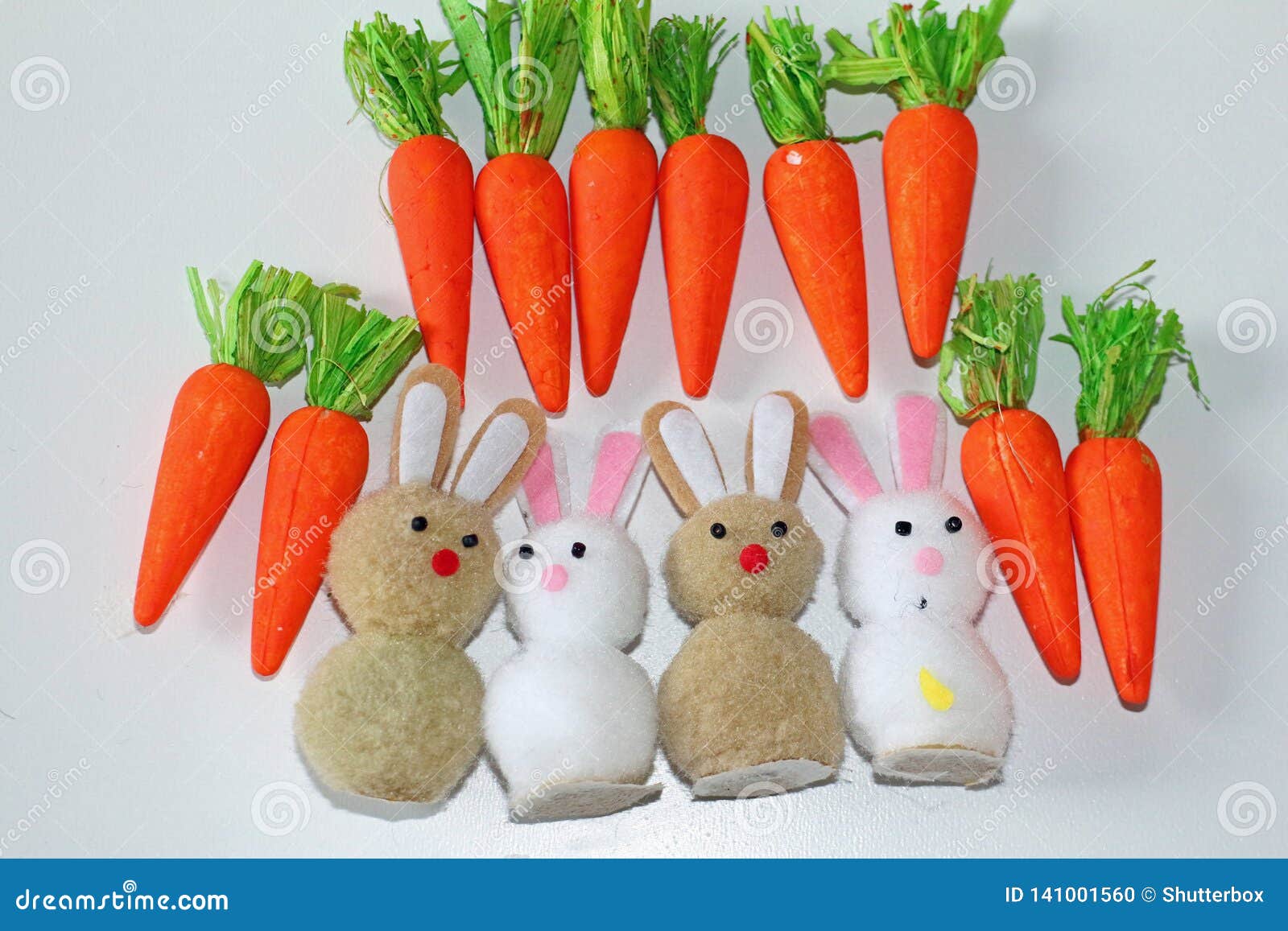 Easter Bunnies And Carrots Close Up Stock Photo Image Of Decoration