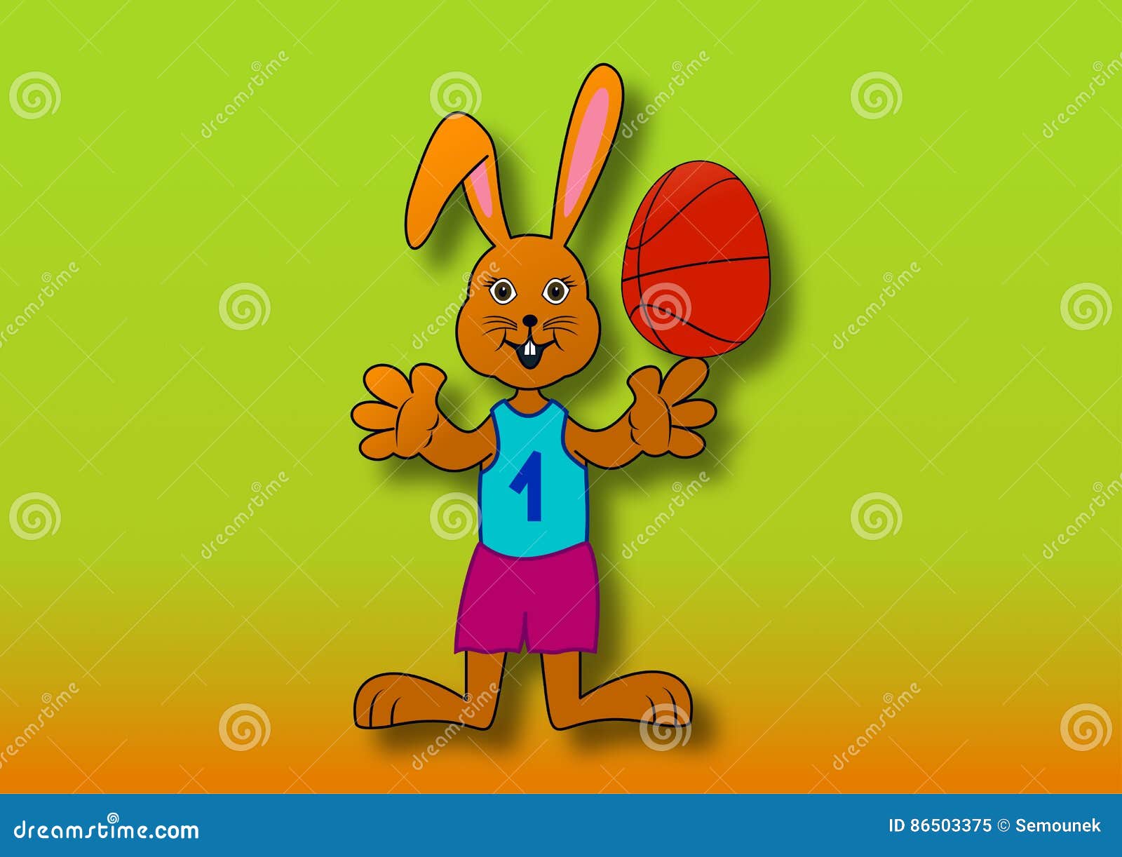 Easter Bunny As a Basketball Player Stock Illustration Illustration