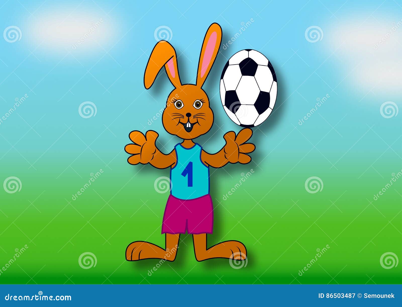 Easter Bunny As a Soccer Player Stock Illustration Illustration of