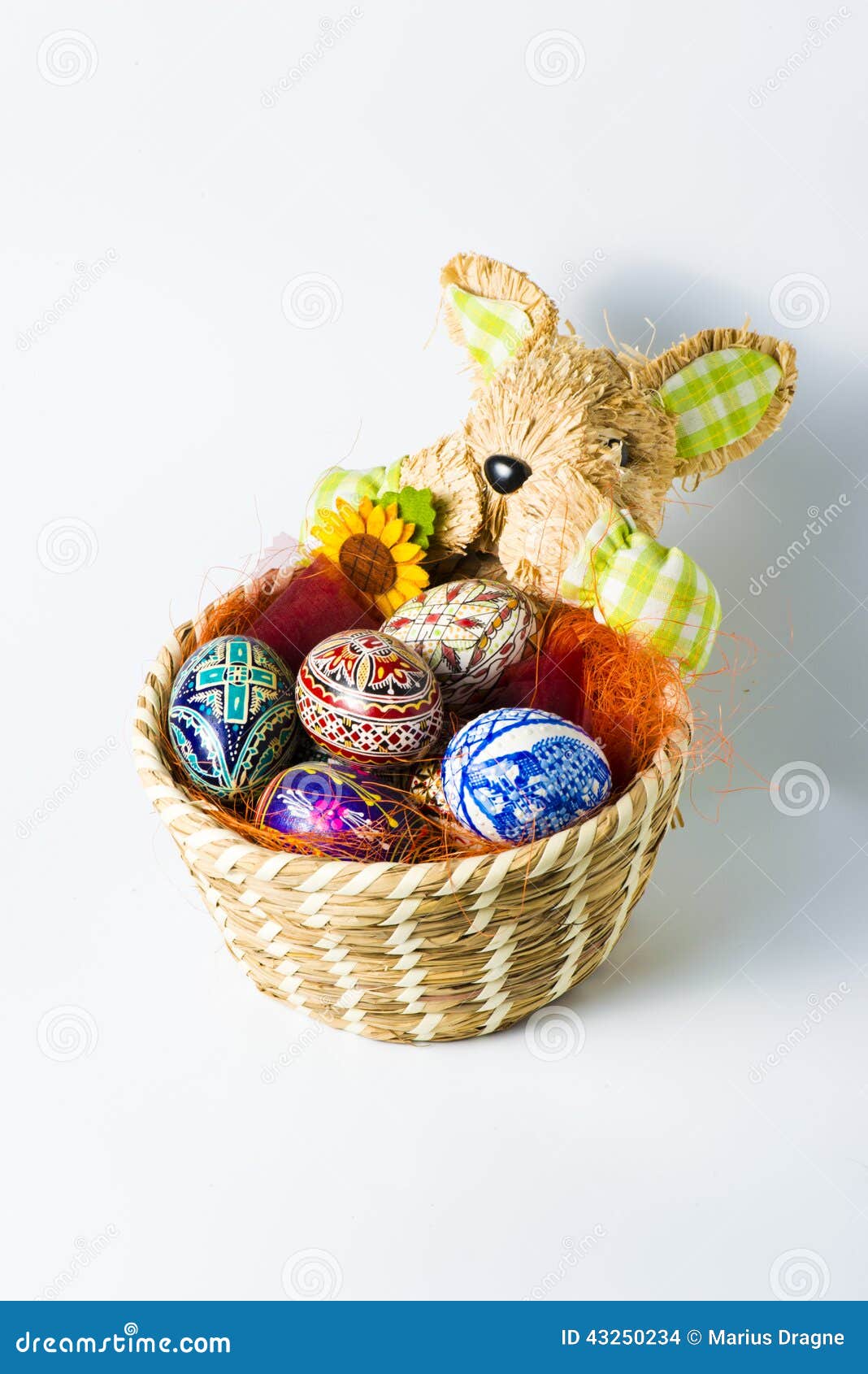Easter Bunny Basket with Eggs Stock Photo Image of nature, background
